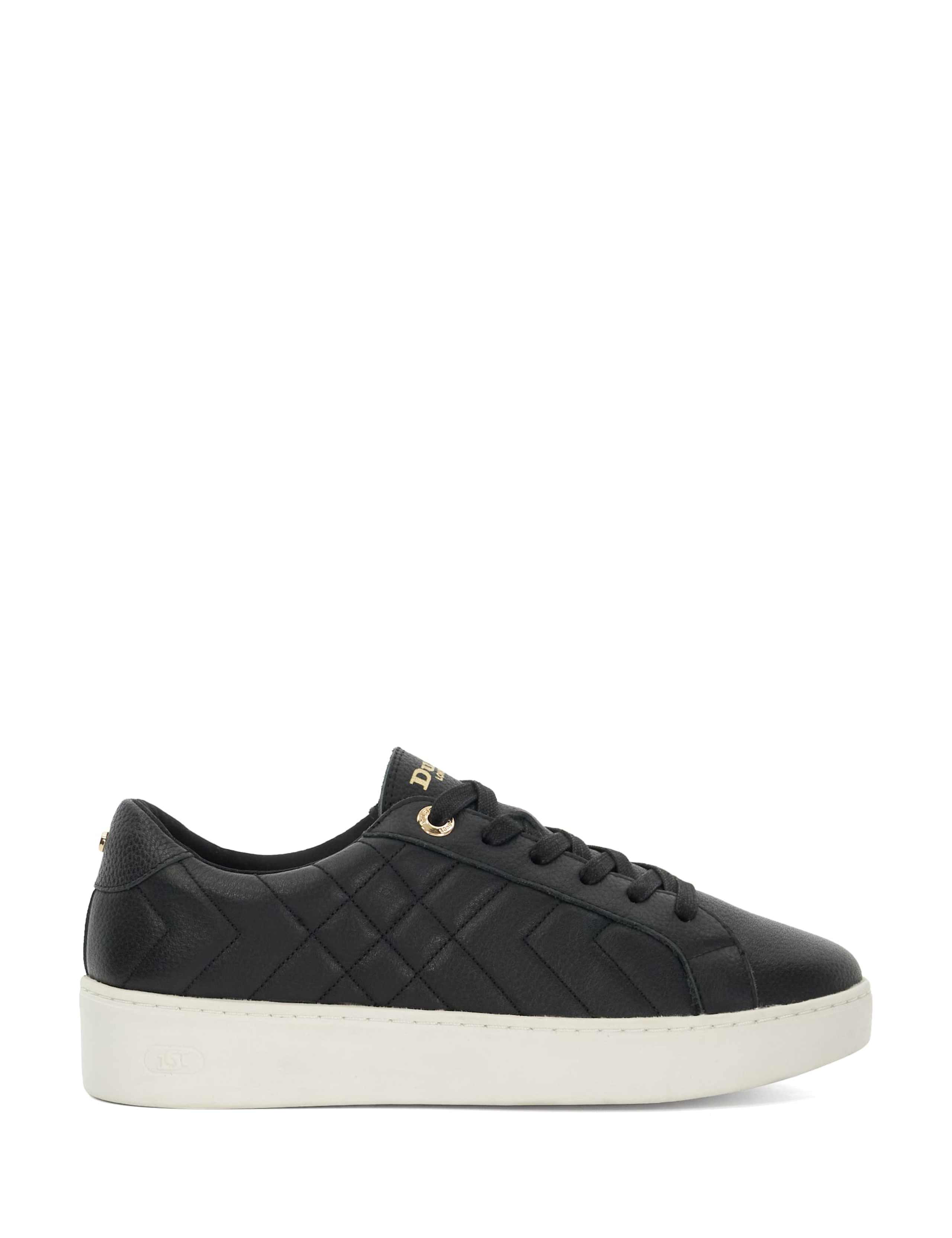 Leather Quilted Lace Up Trainers