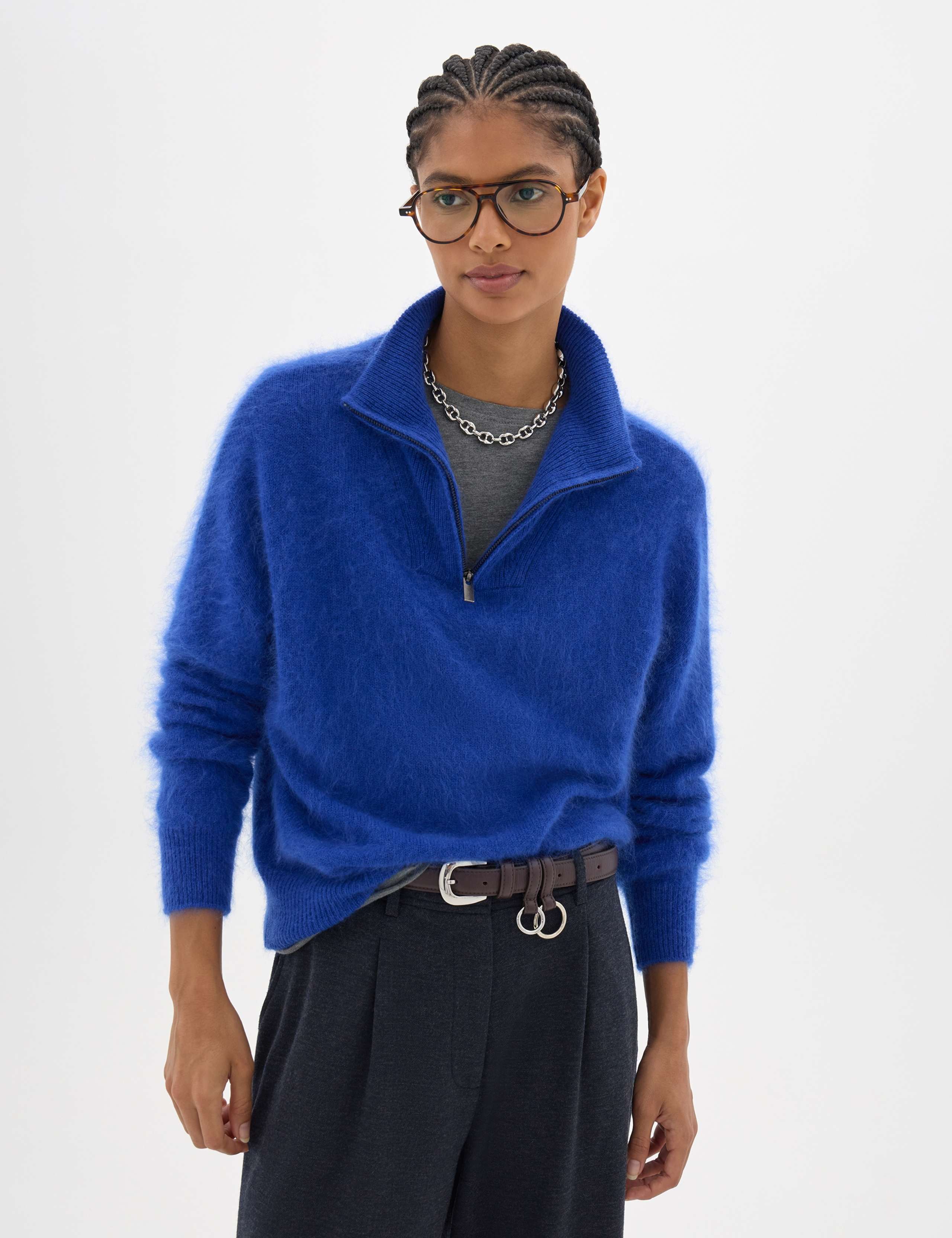 Pure Wool Brushed Collared Jumper