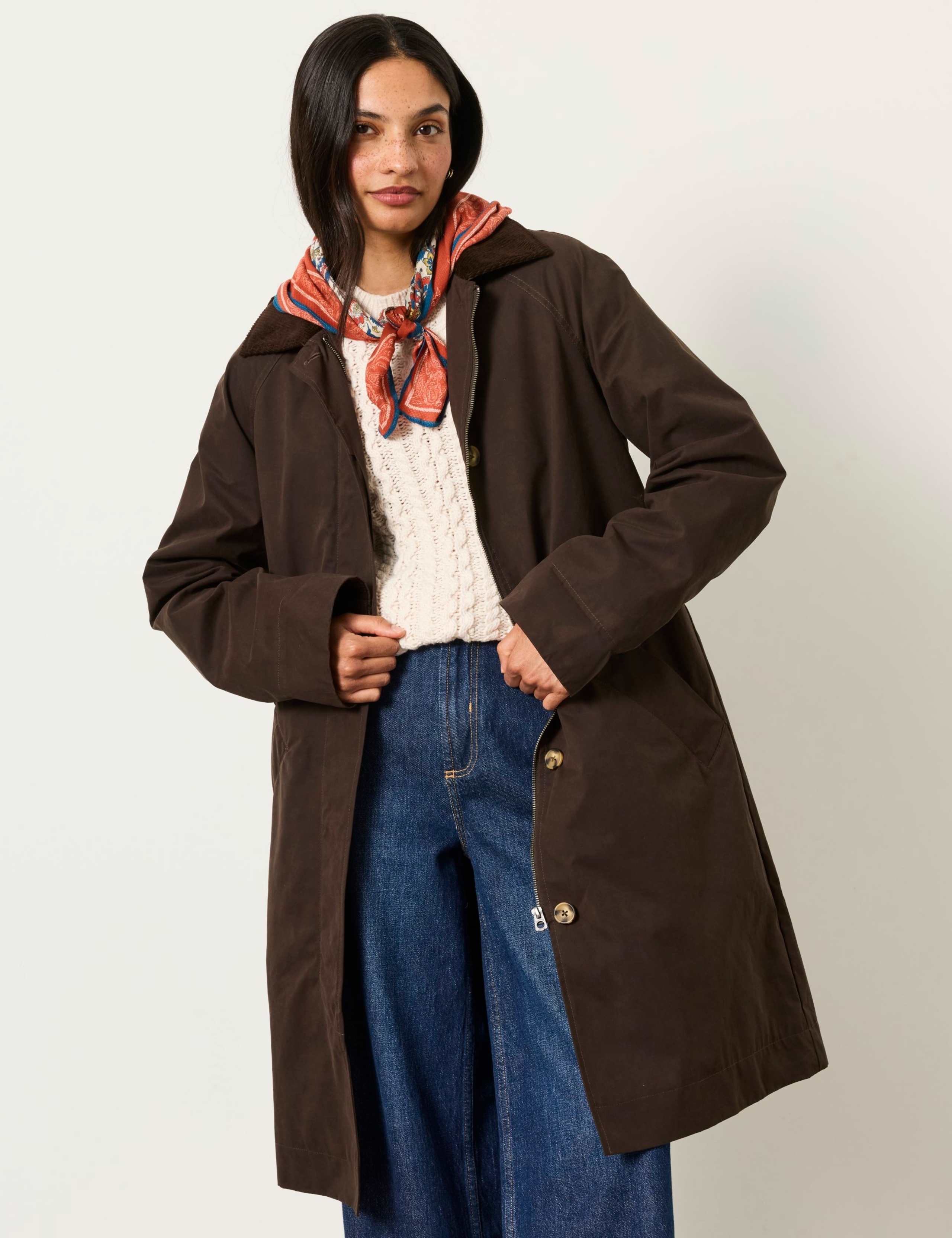 Cotton Blend Hooded Longline Coat