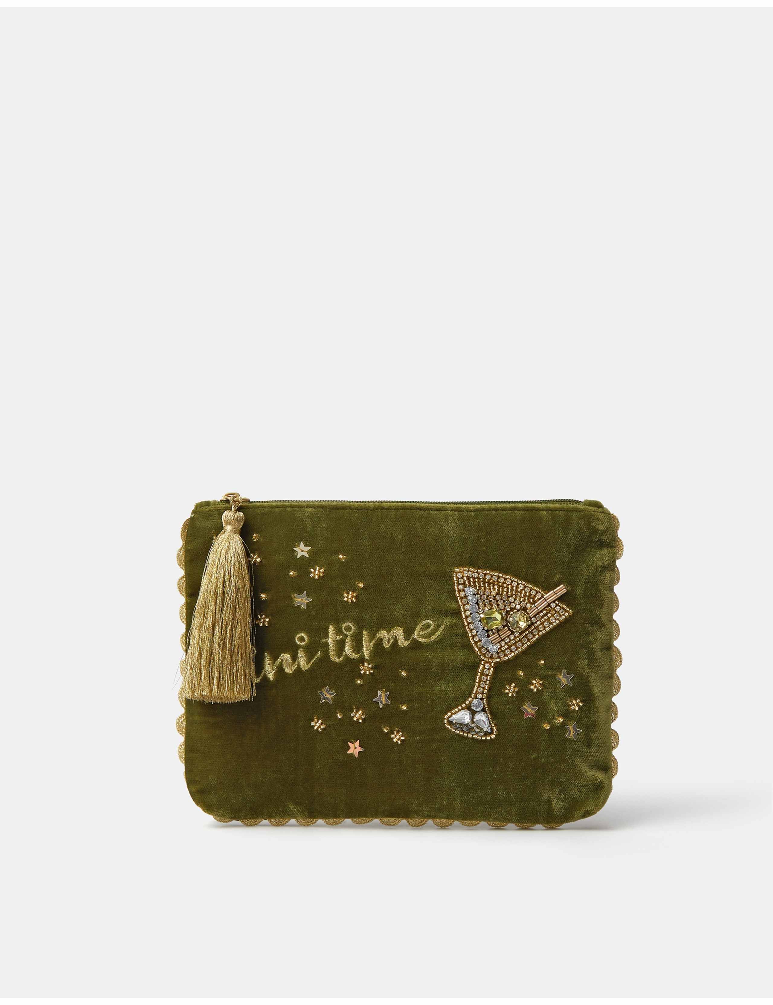 Embellished Martini Velvet Pouch