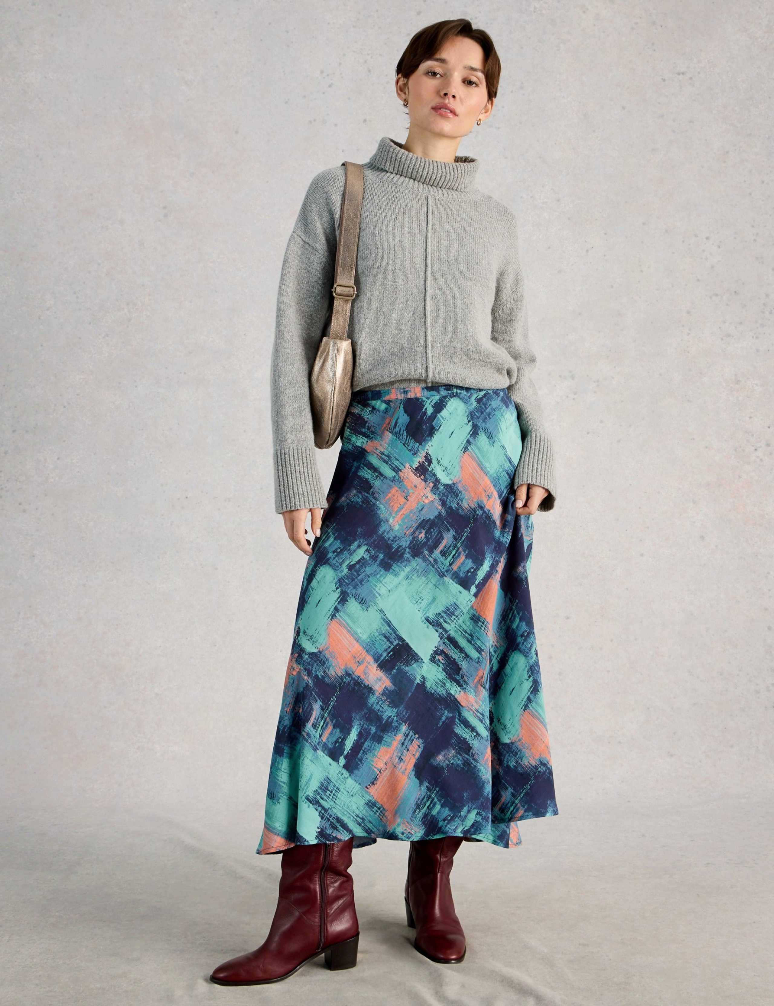 Printed Bias Cut Maxi Skirt