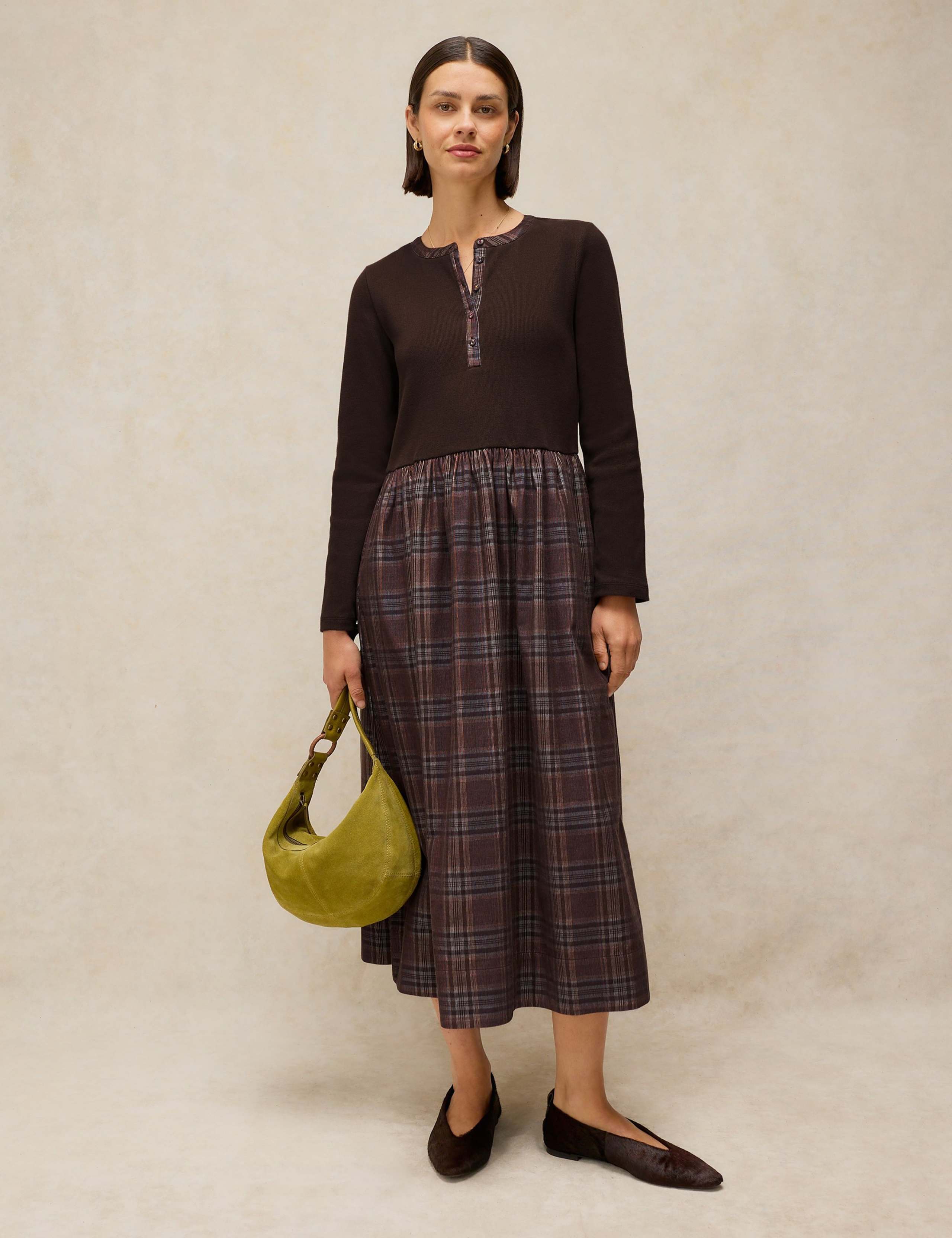 Jersey Collared Neck Midi Tea Dress