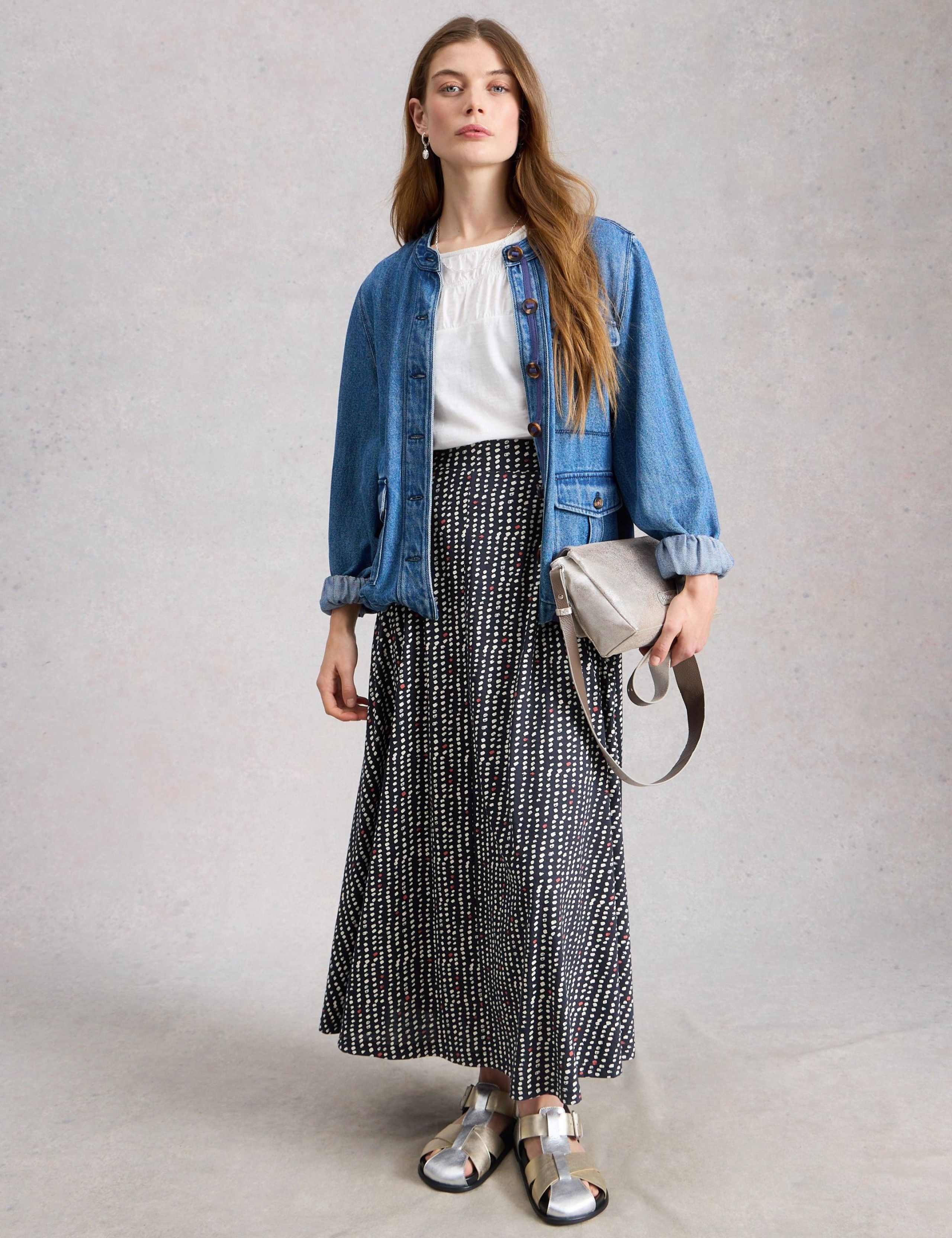 Cotton Modal Jersey Printed Maxi Skirt