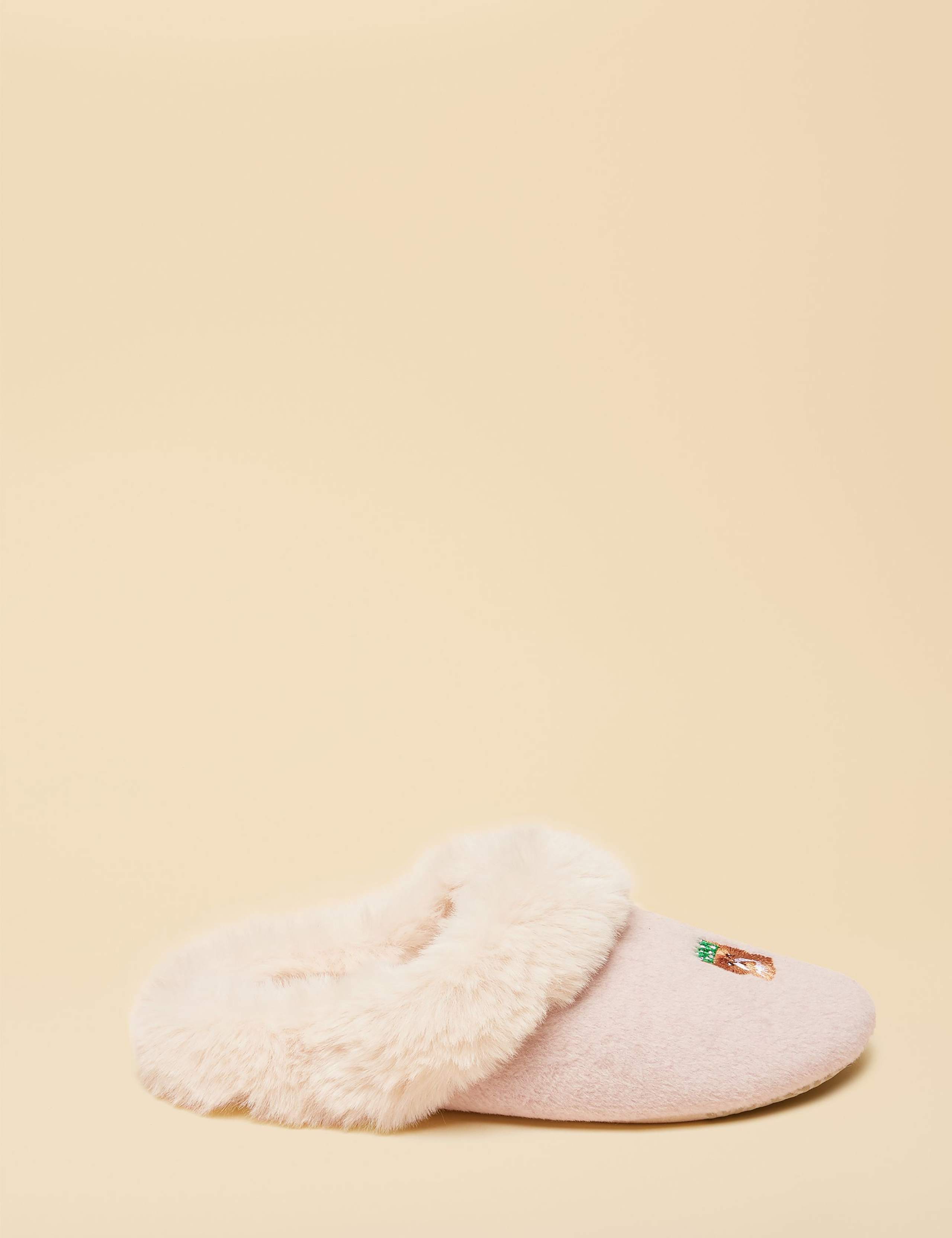 Cat Faux Fur Lined Mule Slippers