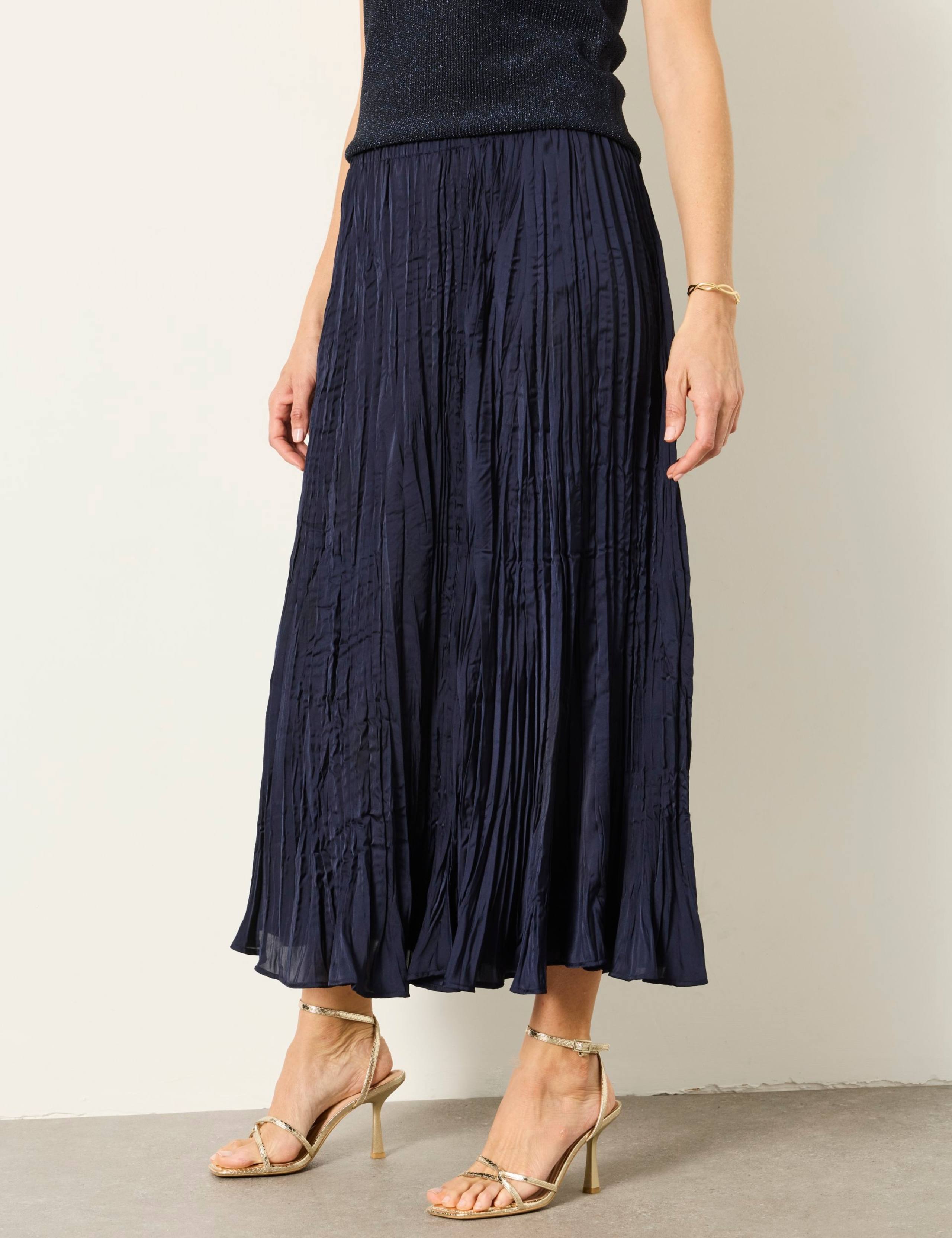 Textured Pleated Midi Skirt