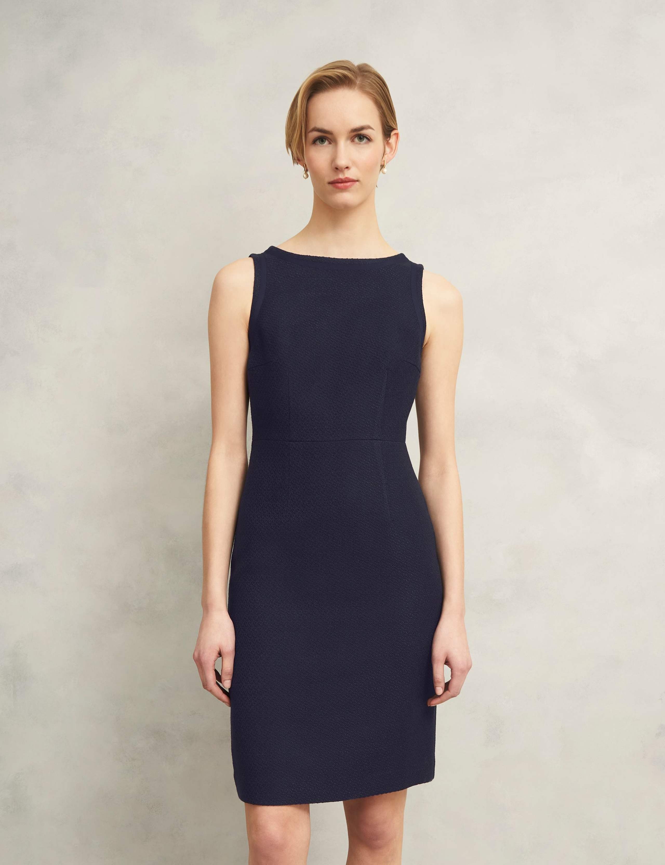 Tweed Slash Neck Mini Shift Dress