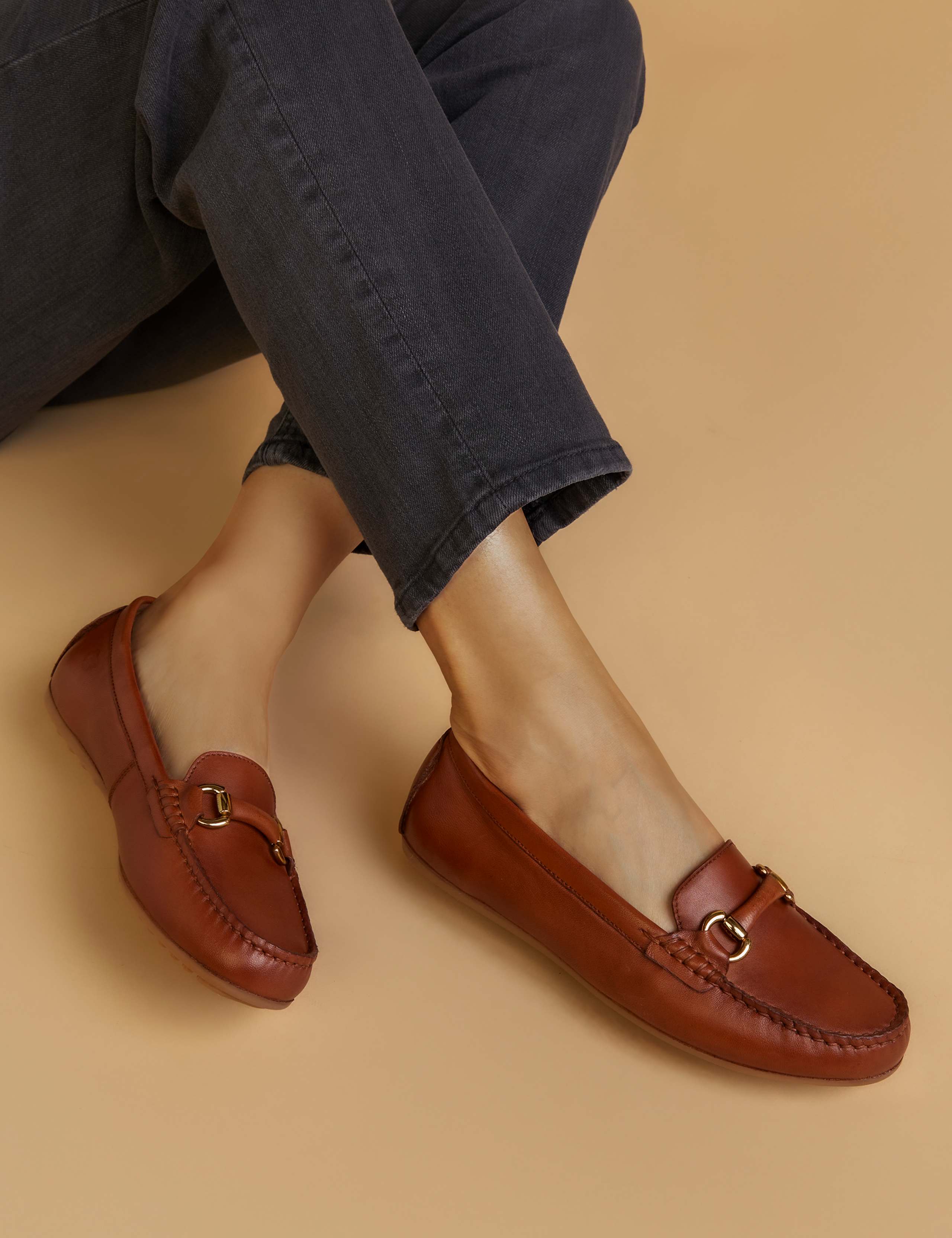 Leather Slip On Flat Loafers