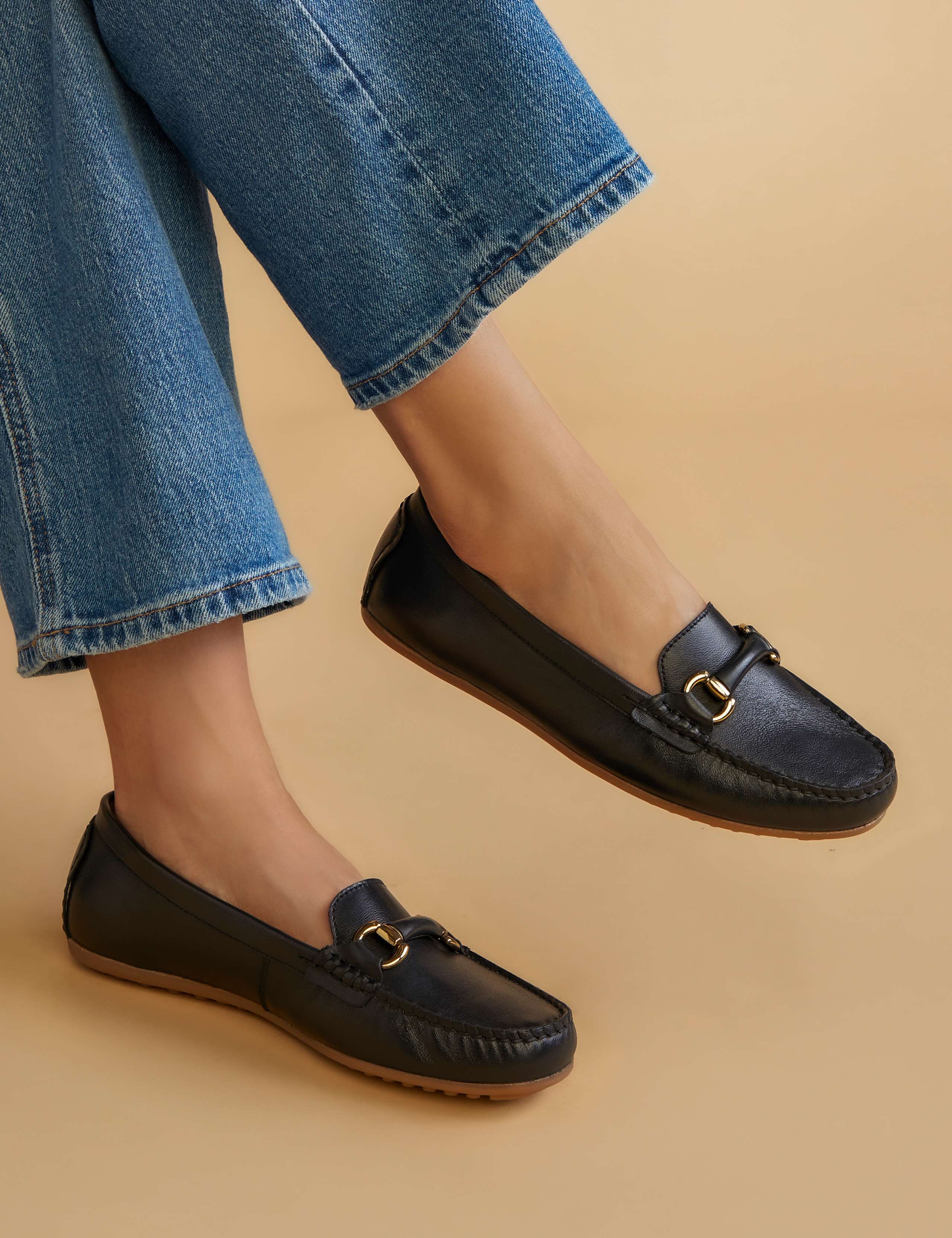 Leather Slip On Flat Loafers