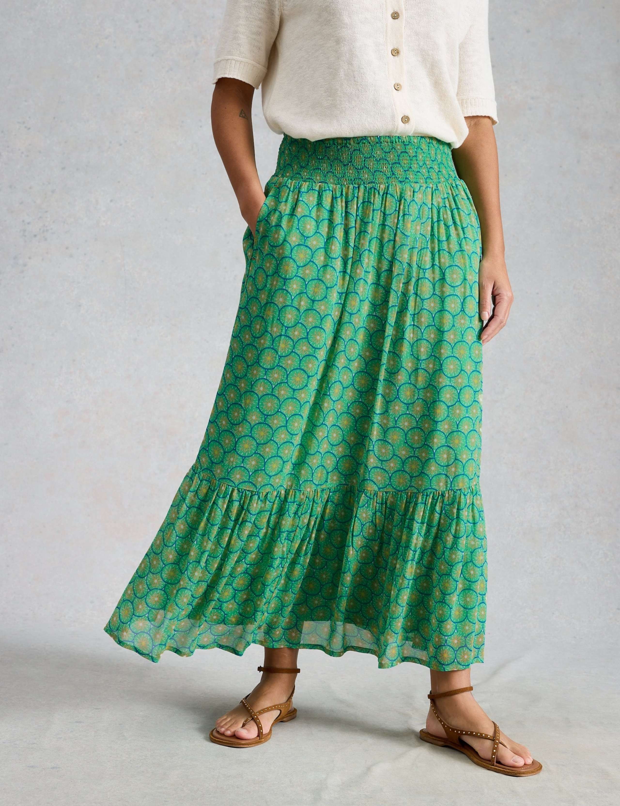 Printed Midaxi Tiered Skirt