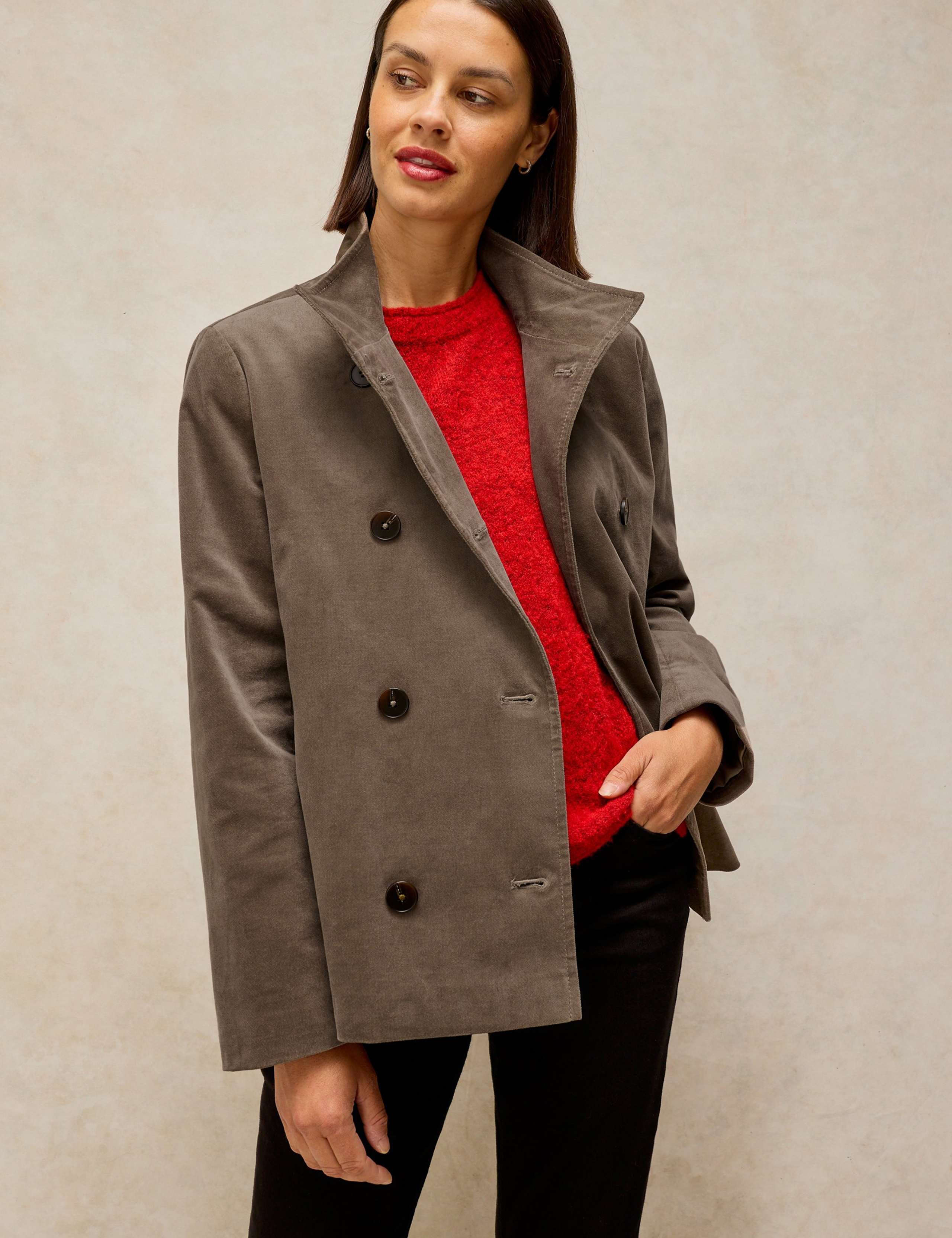 Velvet Funnel Neck Jacket