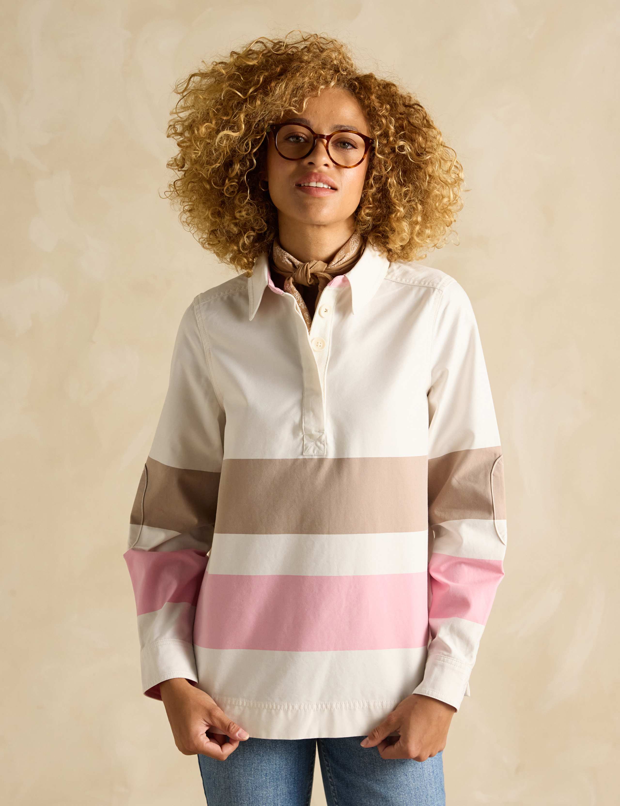 Pure Cotton Colour Block Collared Shirt