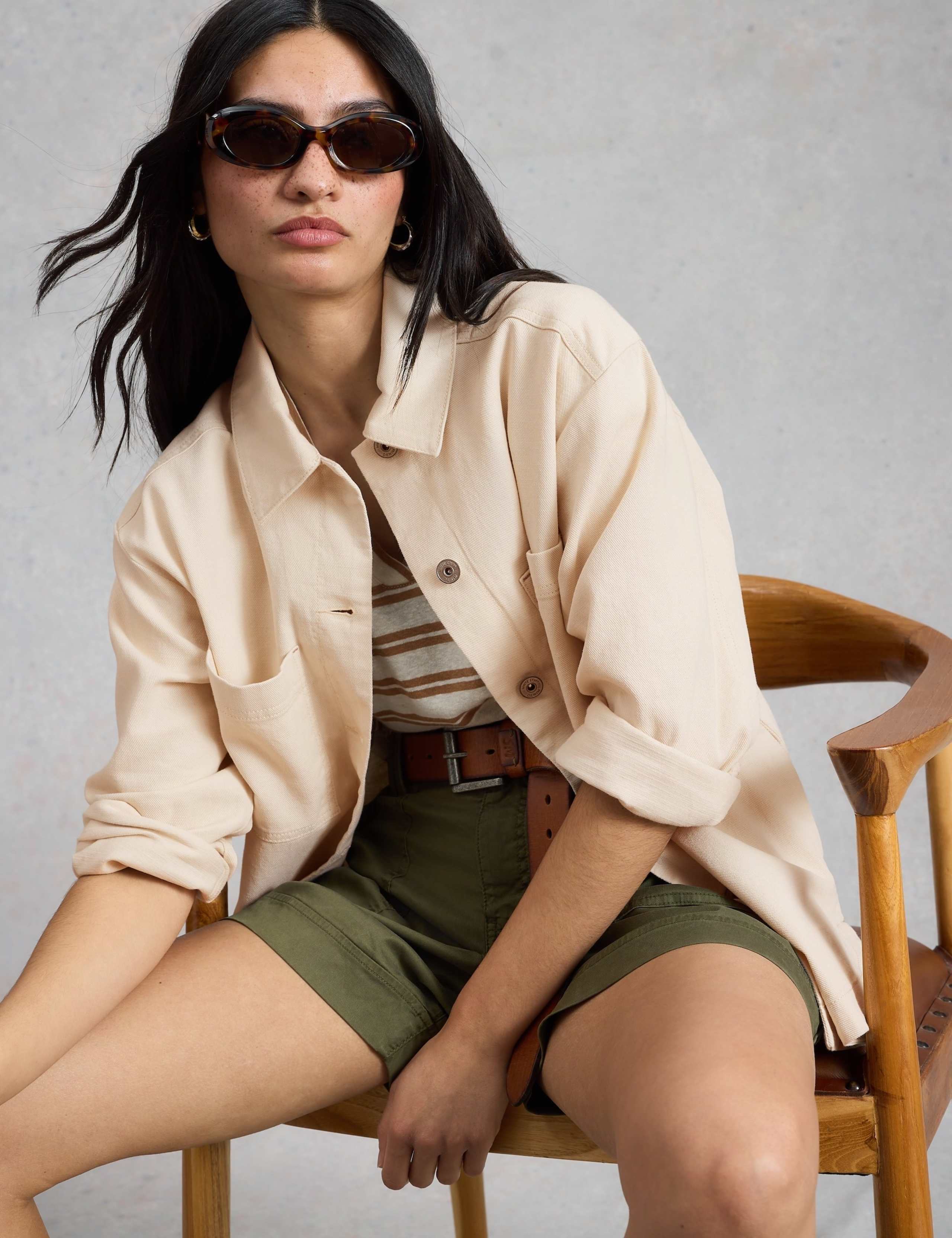 Pure Cotton Collared Shacket