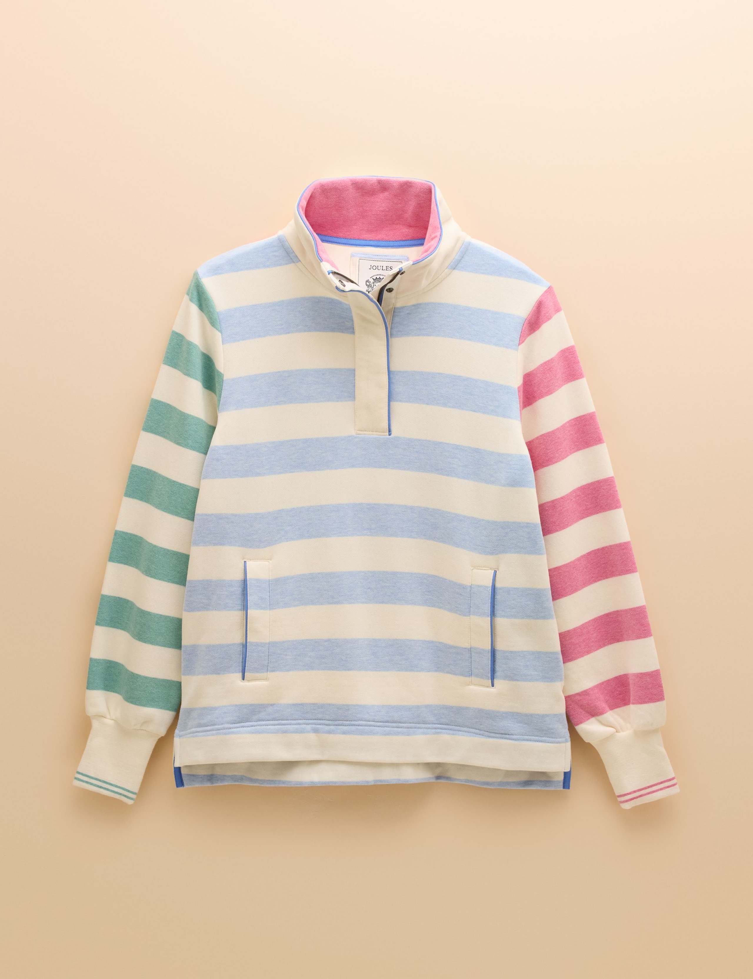 Pure Cotton Striped Funnel Neck Sweatshirt