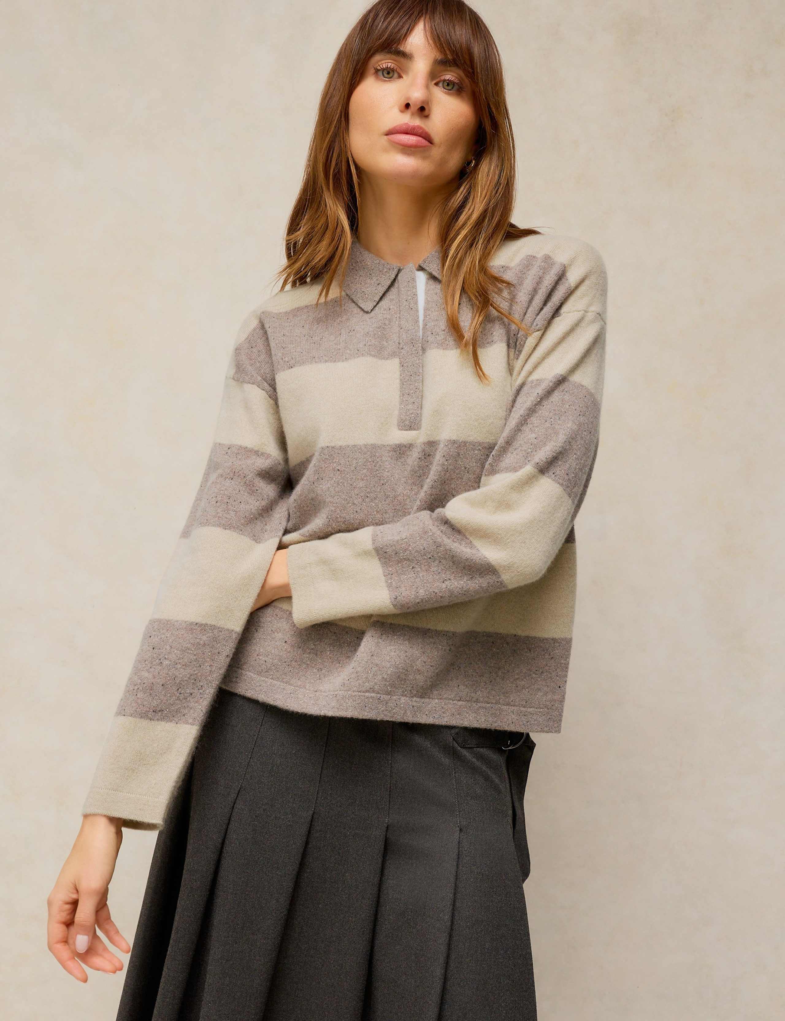 Pure Cashmere Printed Collared Jumper