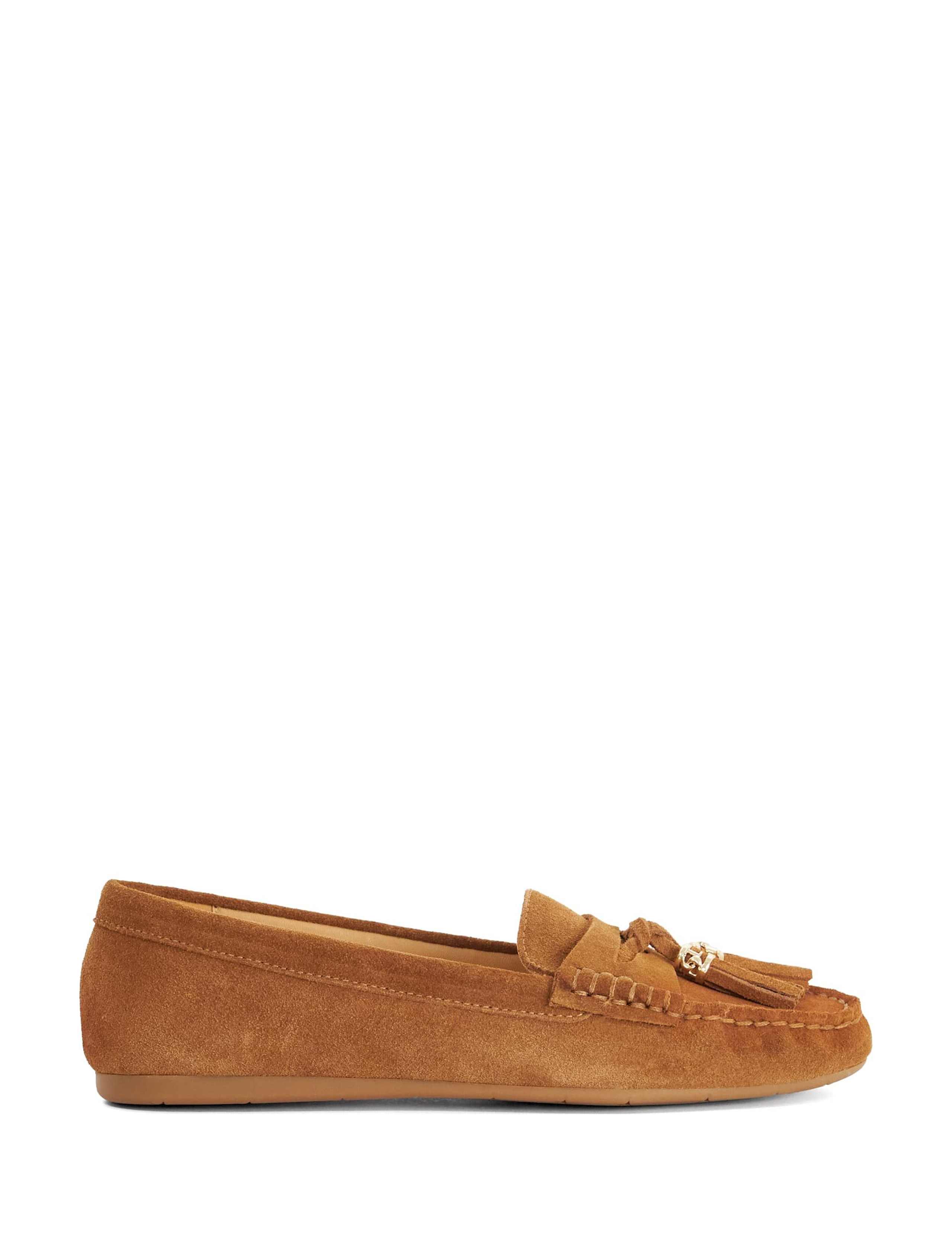 Leather Tassel Flat Loafers