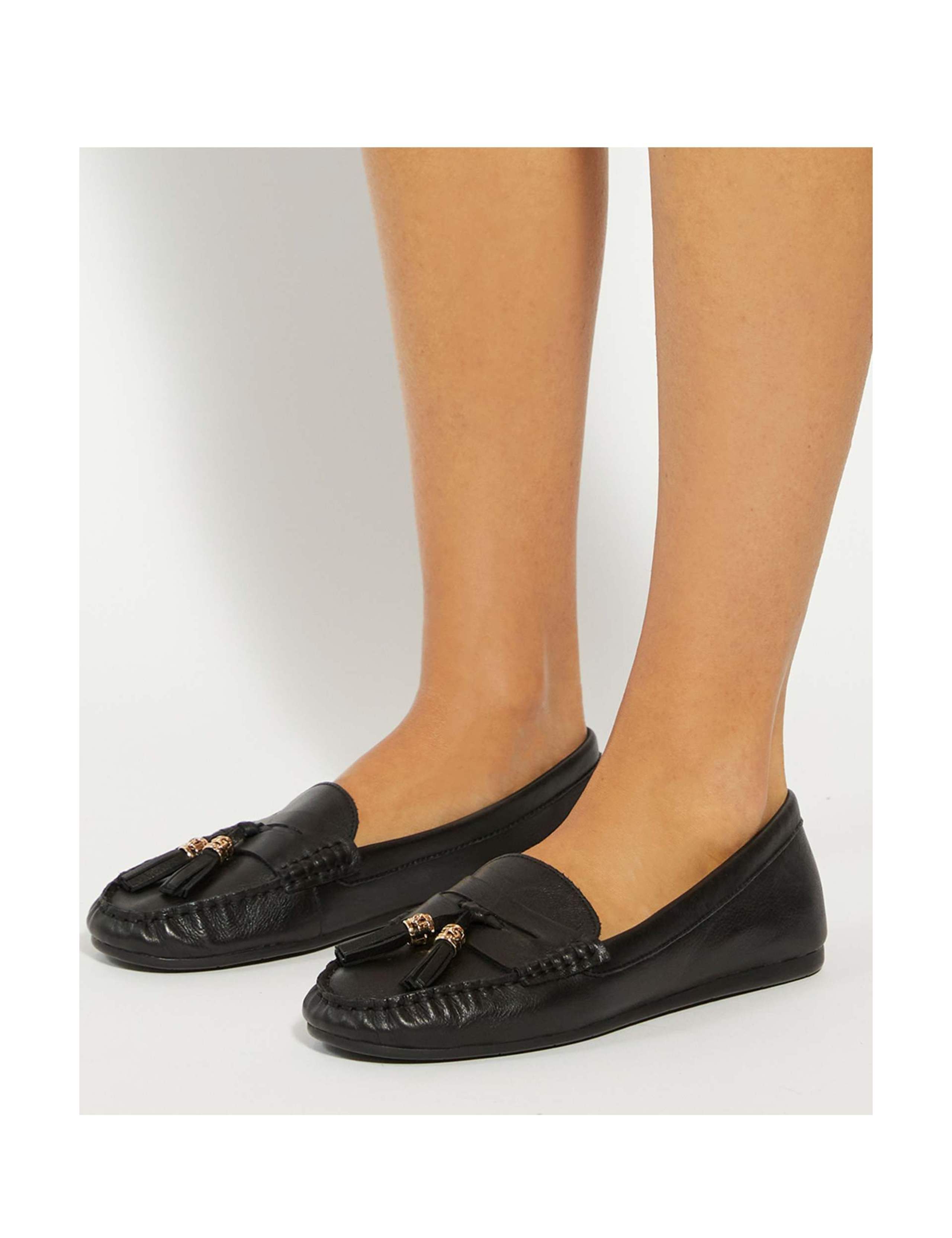 Leather Tassel Flat Loafers