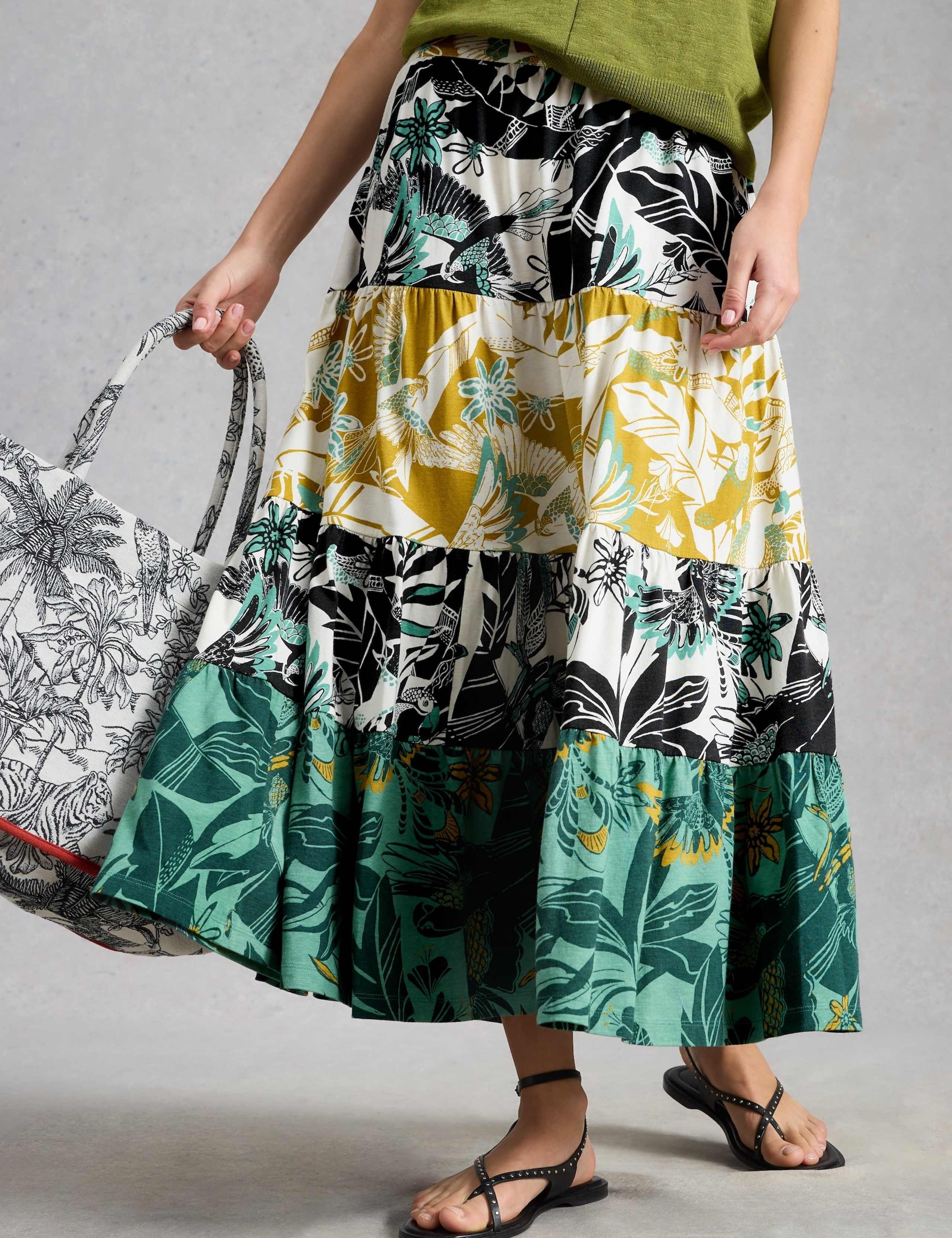 Jersey Printed Maxi Tiered Skirt