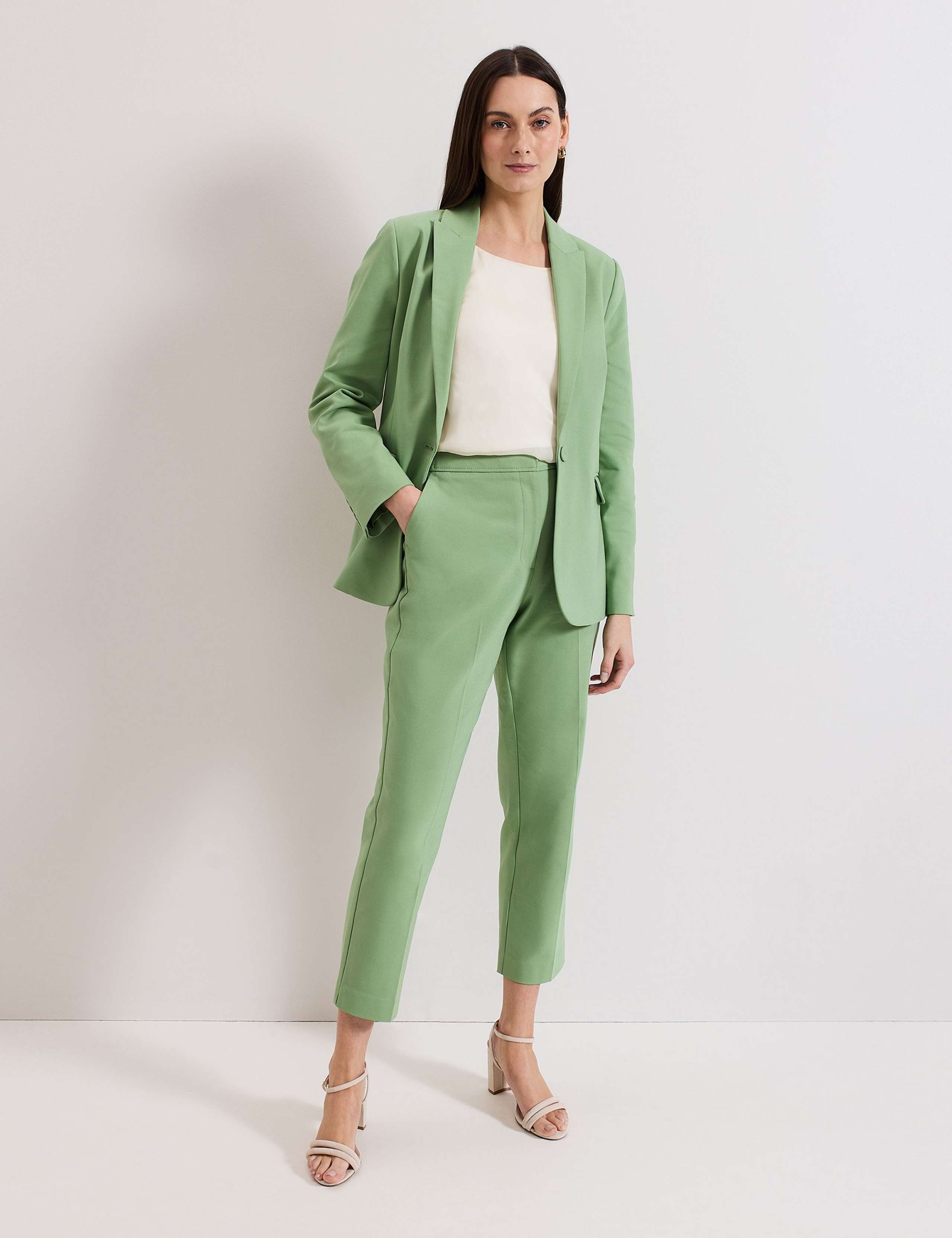 Cotton Rich Tapered Ankle Grazer Trousers