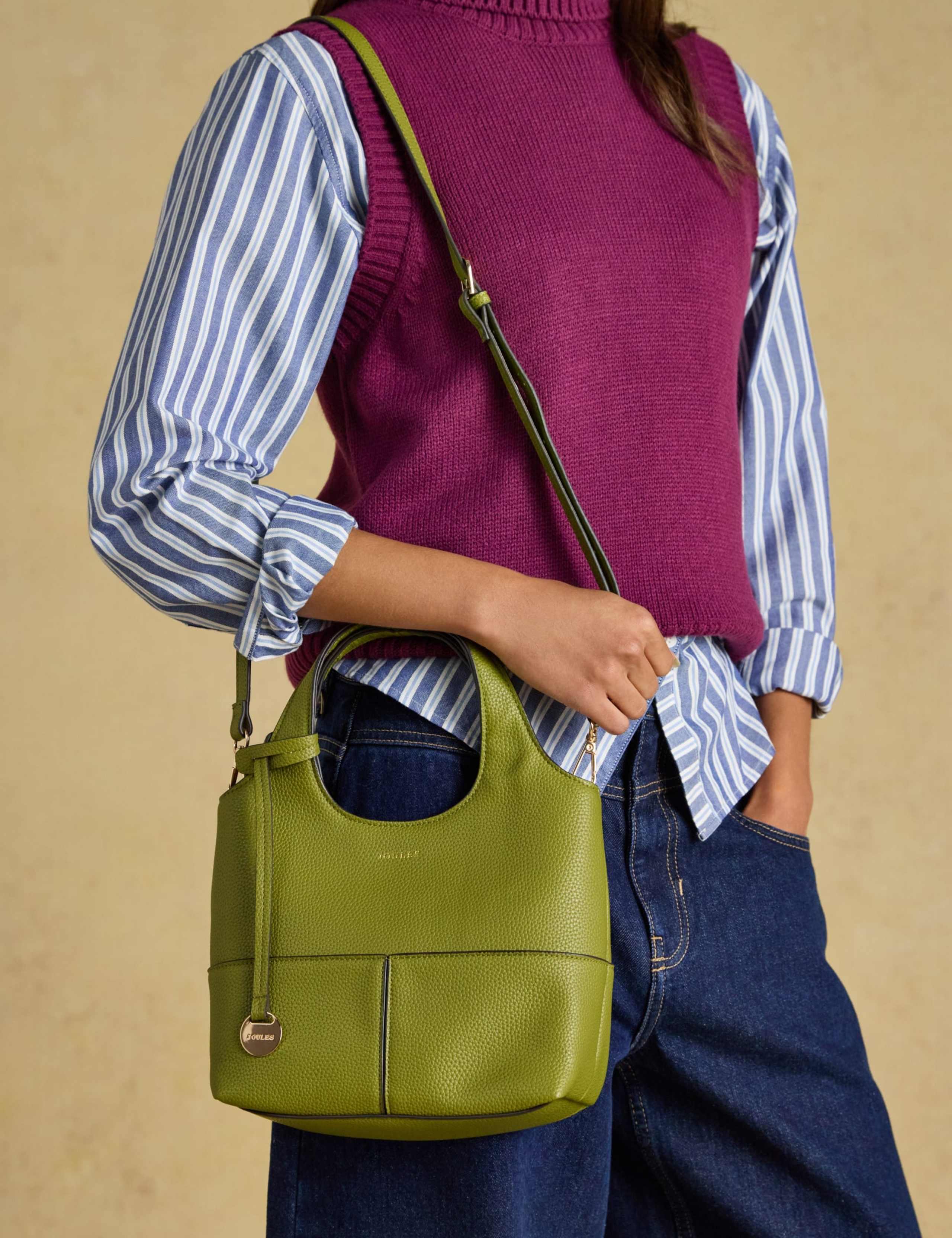 Faux Leather Top Handle Structured Tote Bag