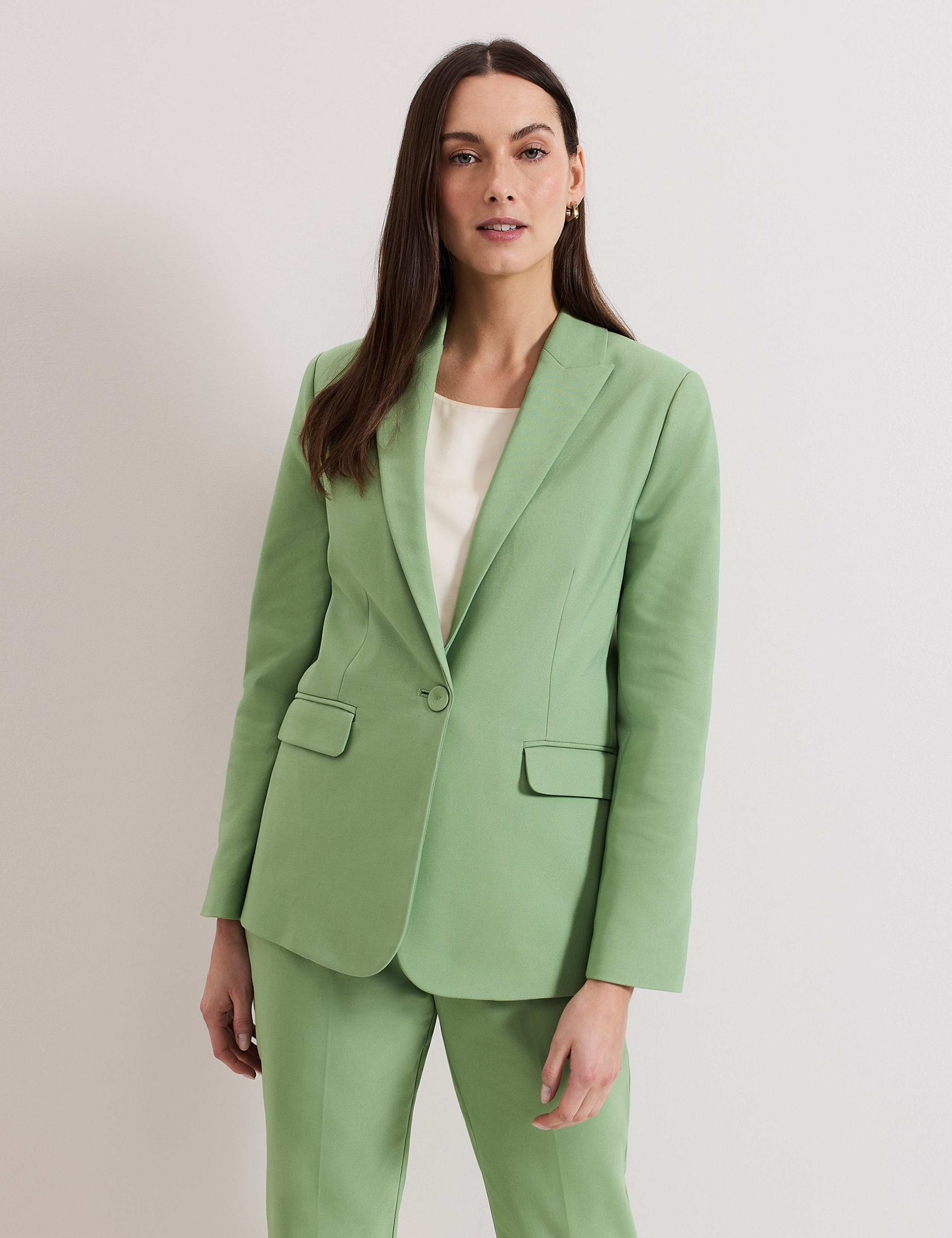 Cotton Blend Single Breasted Blazer