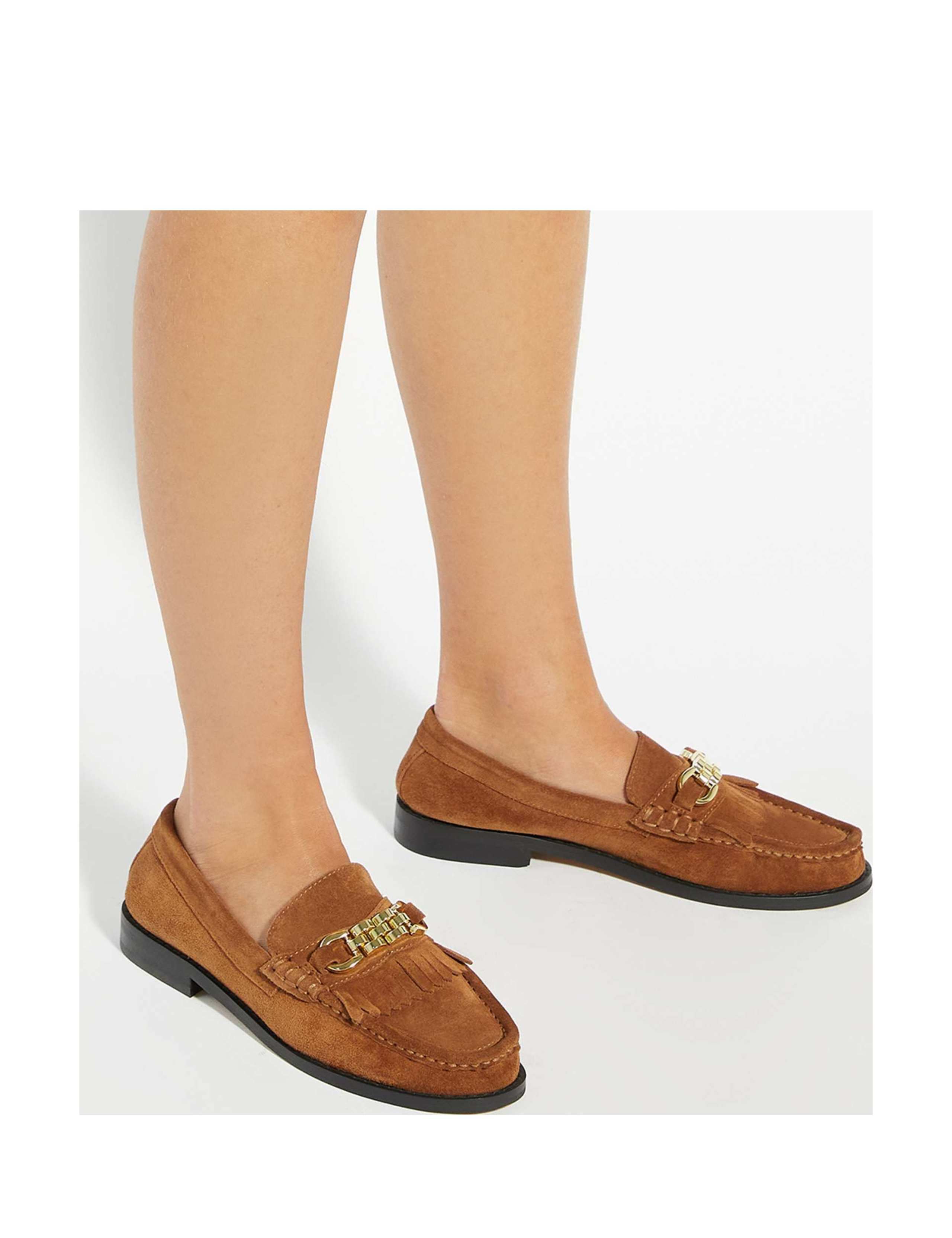Suede Bar Flat Loafers