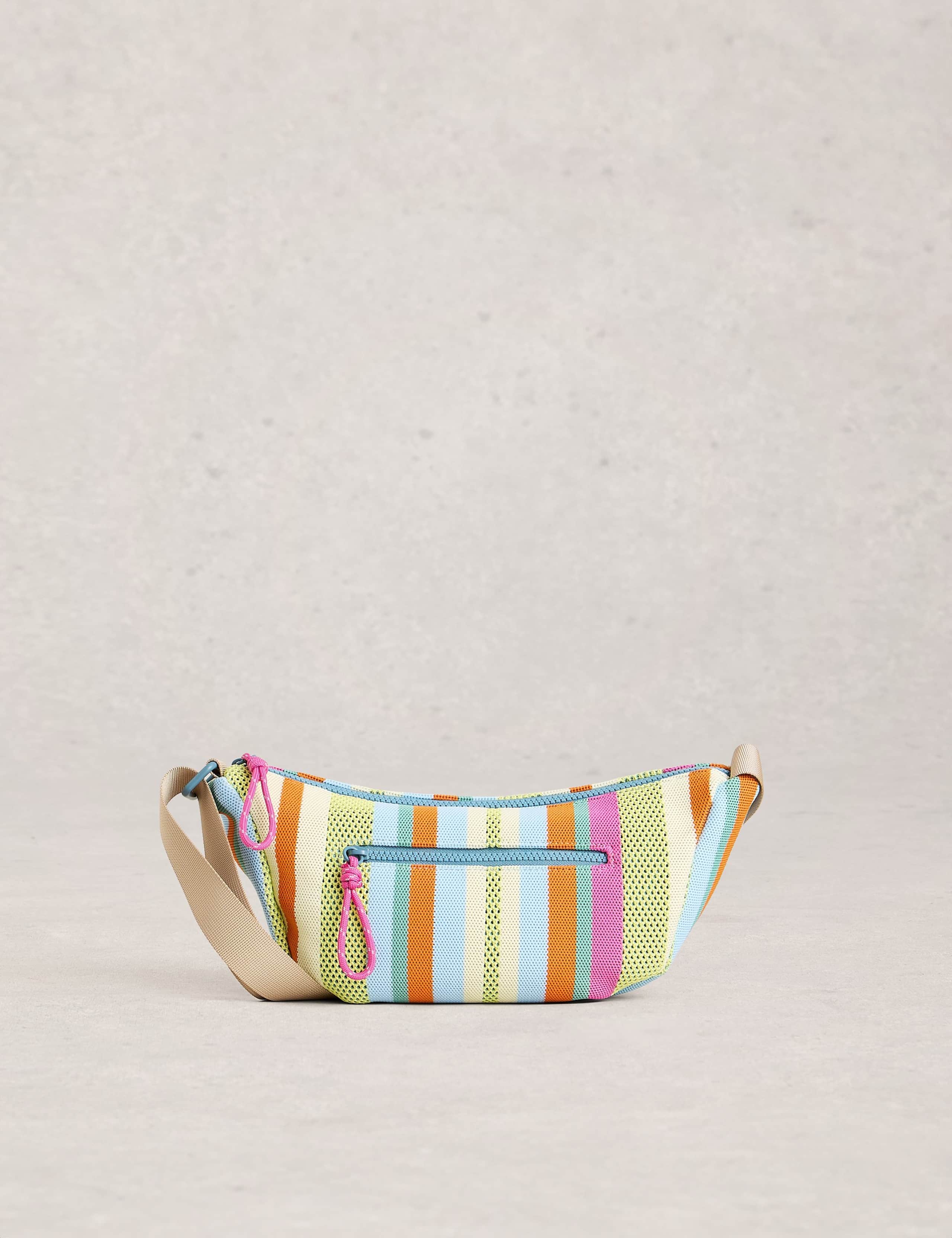 Mesh Striped Sling Cross Body Bag