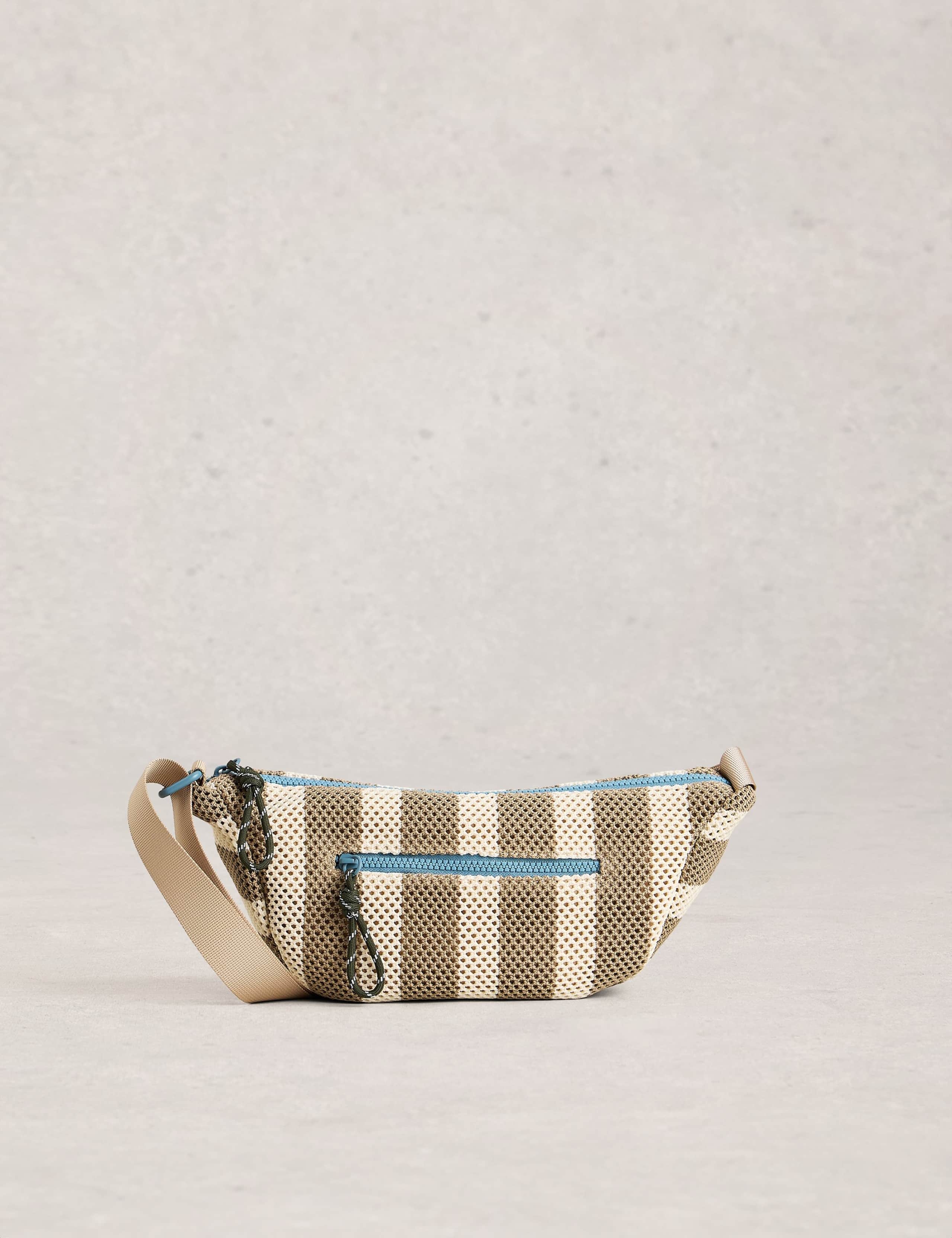 Mesh Striped Sling Cross Body Bag