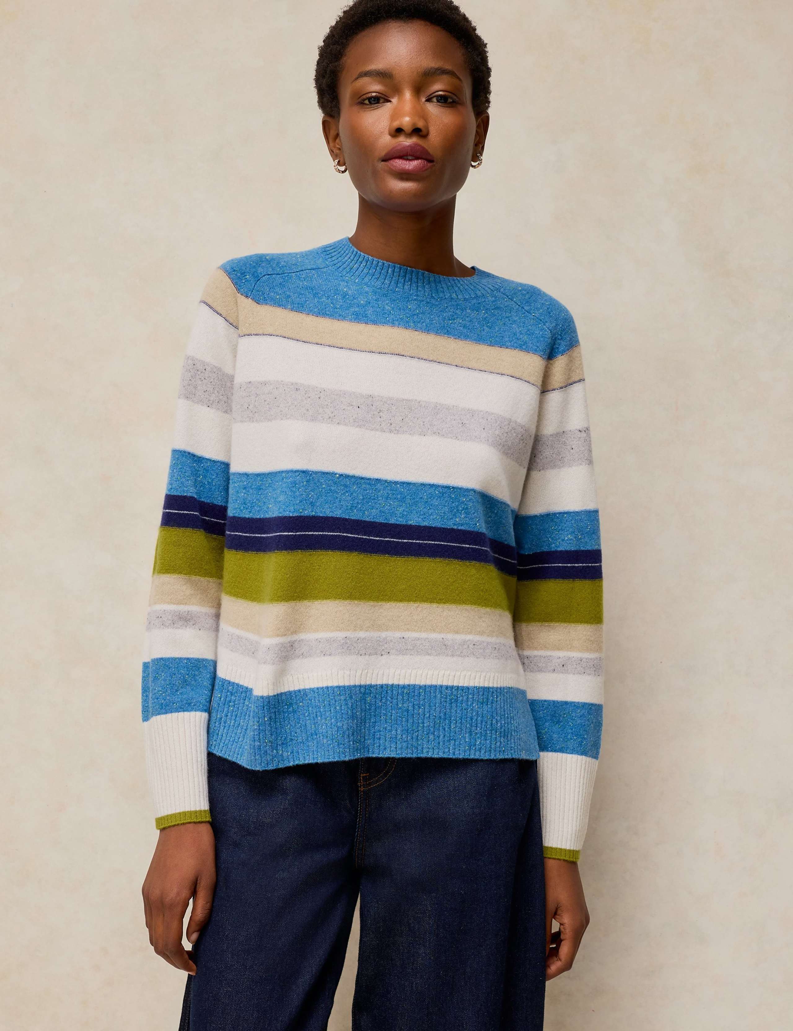 Pure Cashmere Striped Crew Neck Jumper
