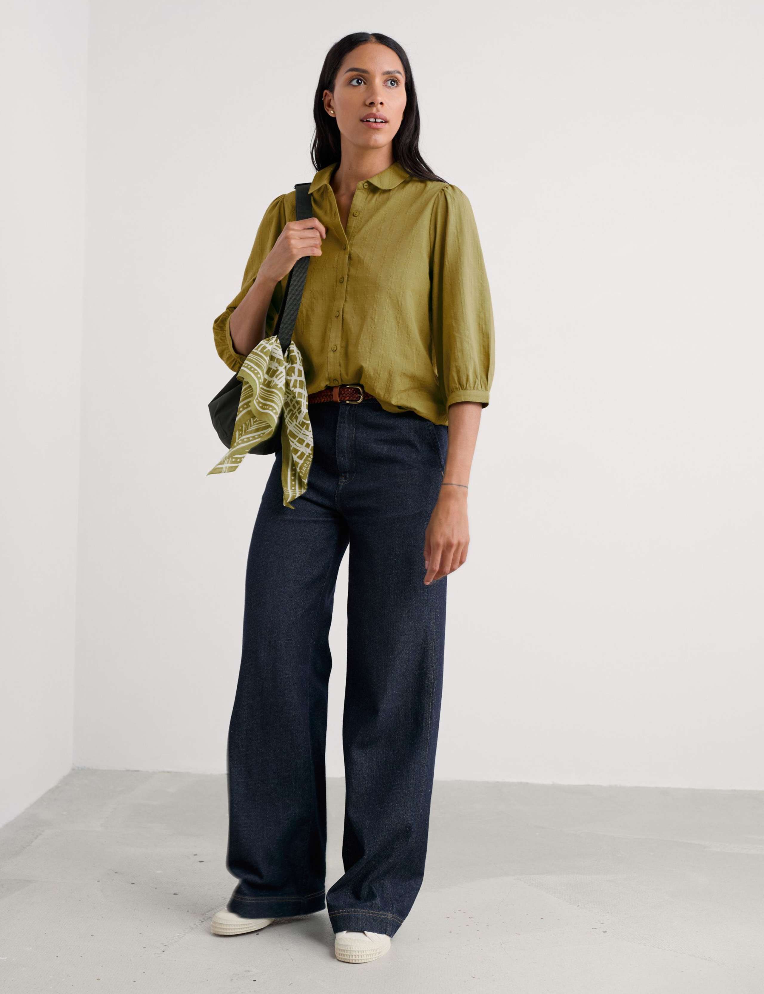 Pure Cotton Collared Button Through Blouse