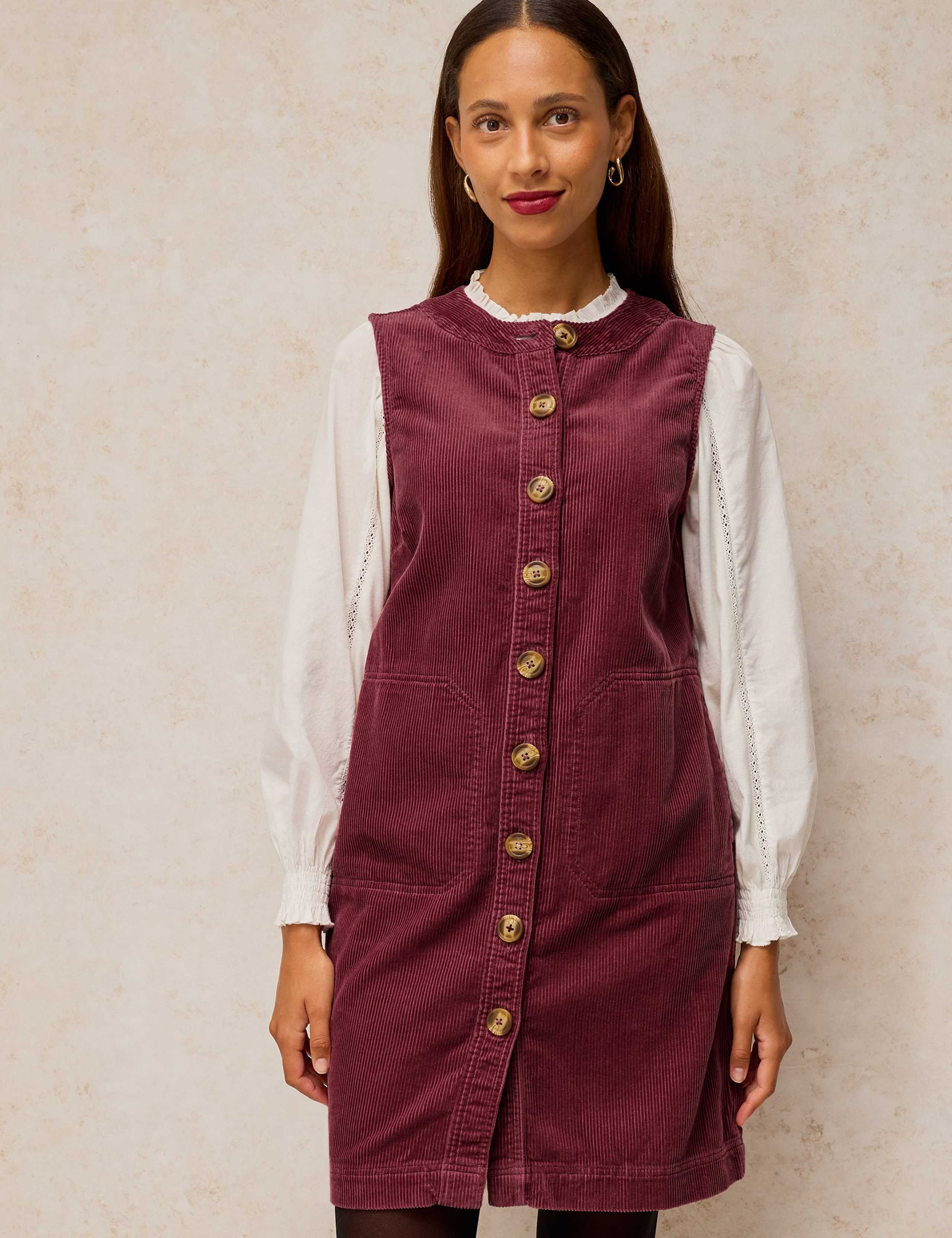 Cord Crew Neck Mini Shift Dress