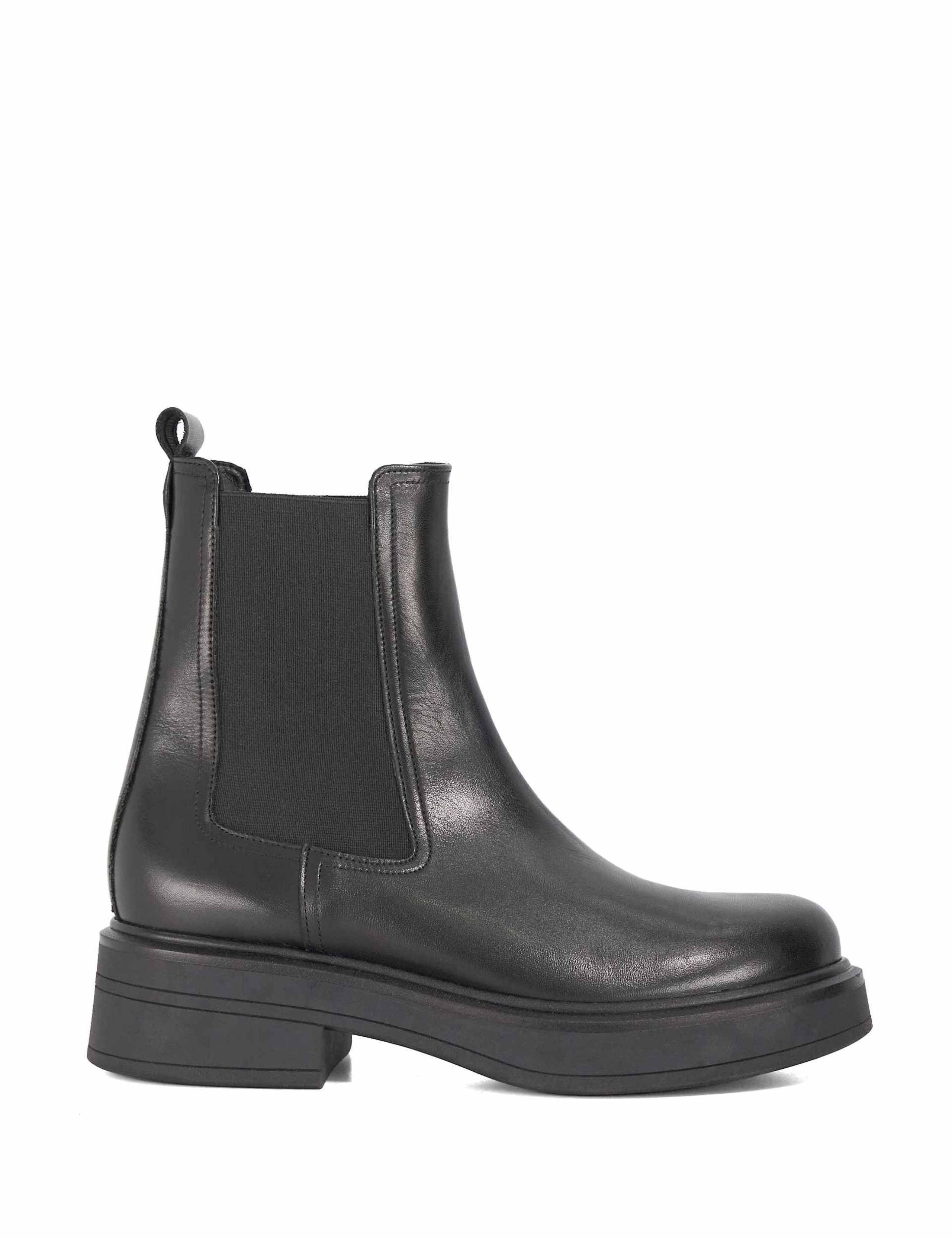 Leather Chelsea Block Heel Ankle Boots