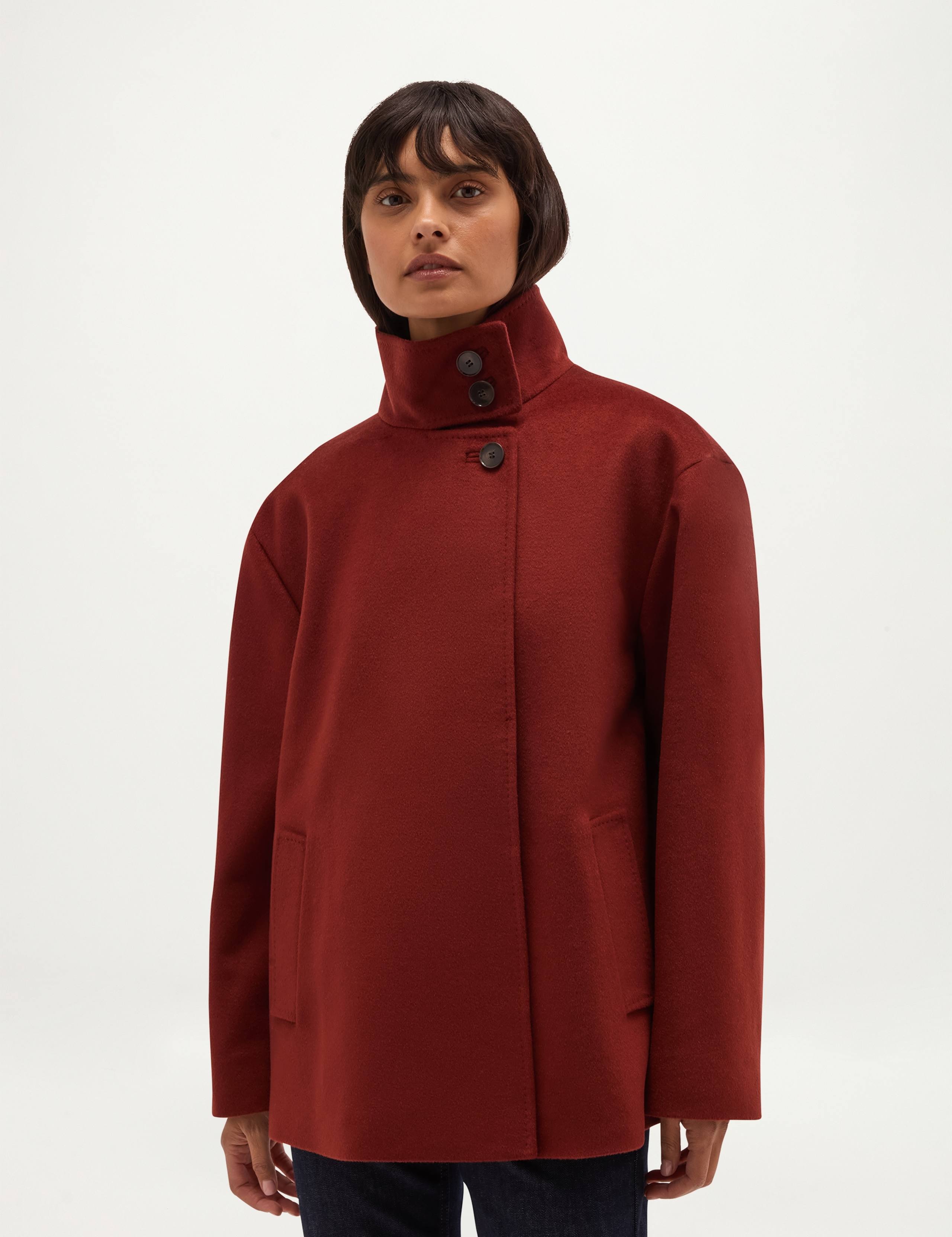 Pure Wool Funnel Neck Short Jacket