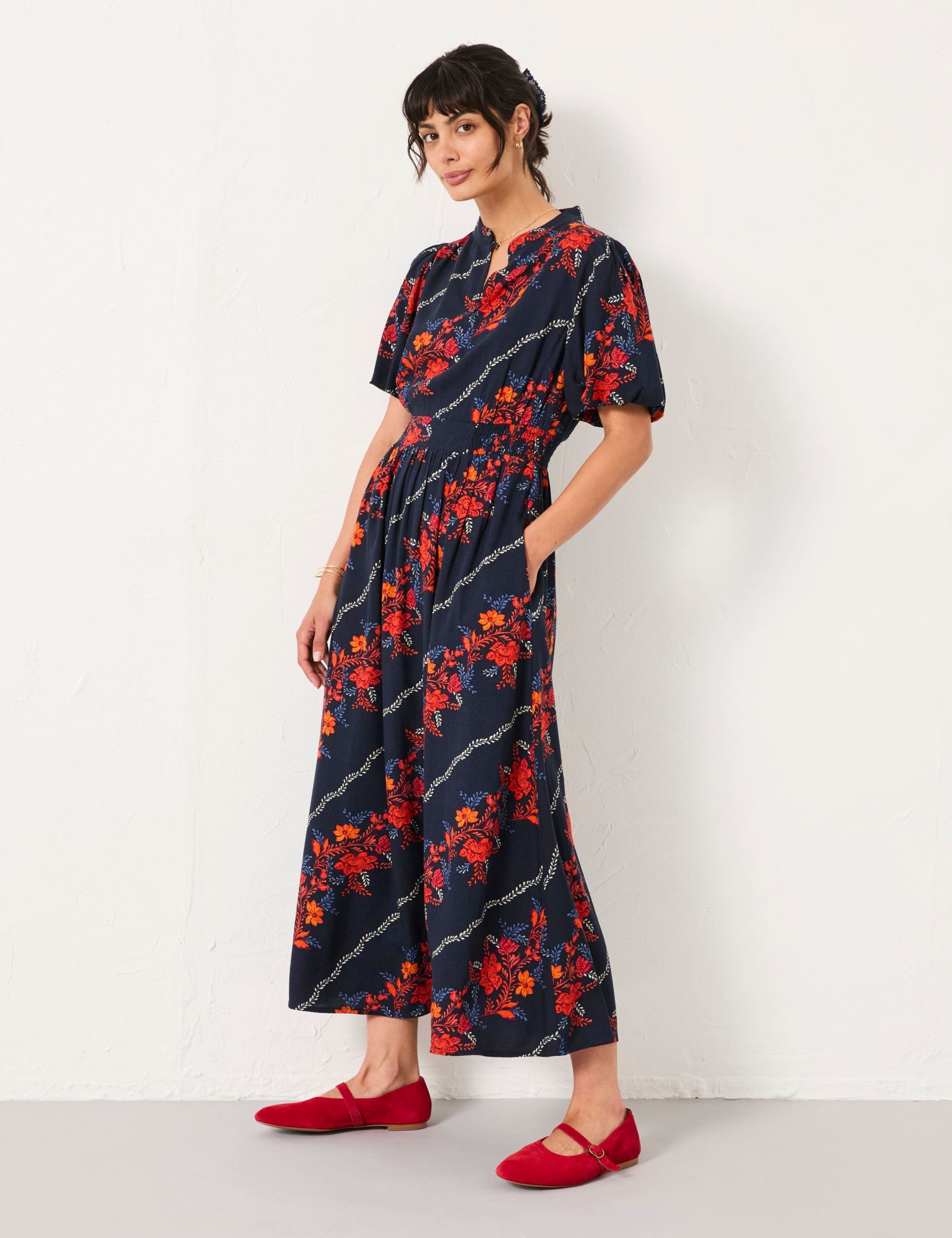 Notch Neck Floral Midaxi Dress