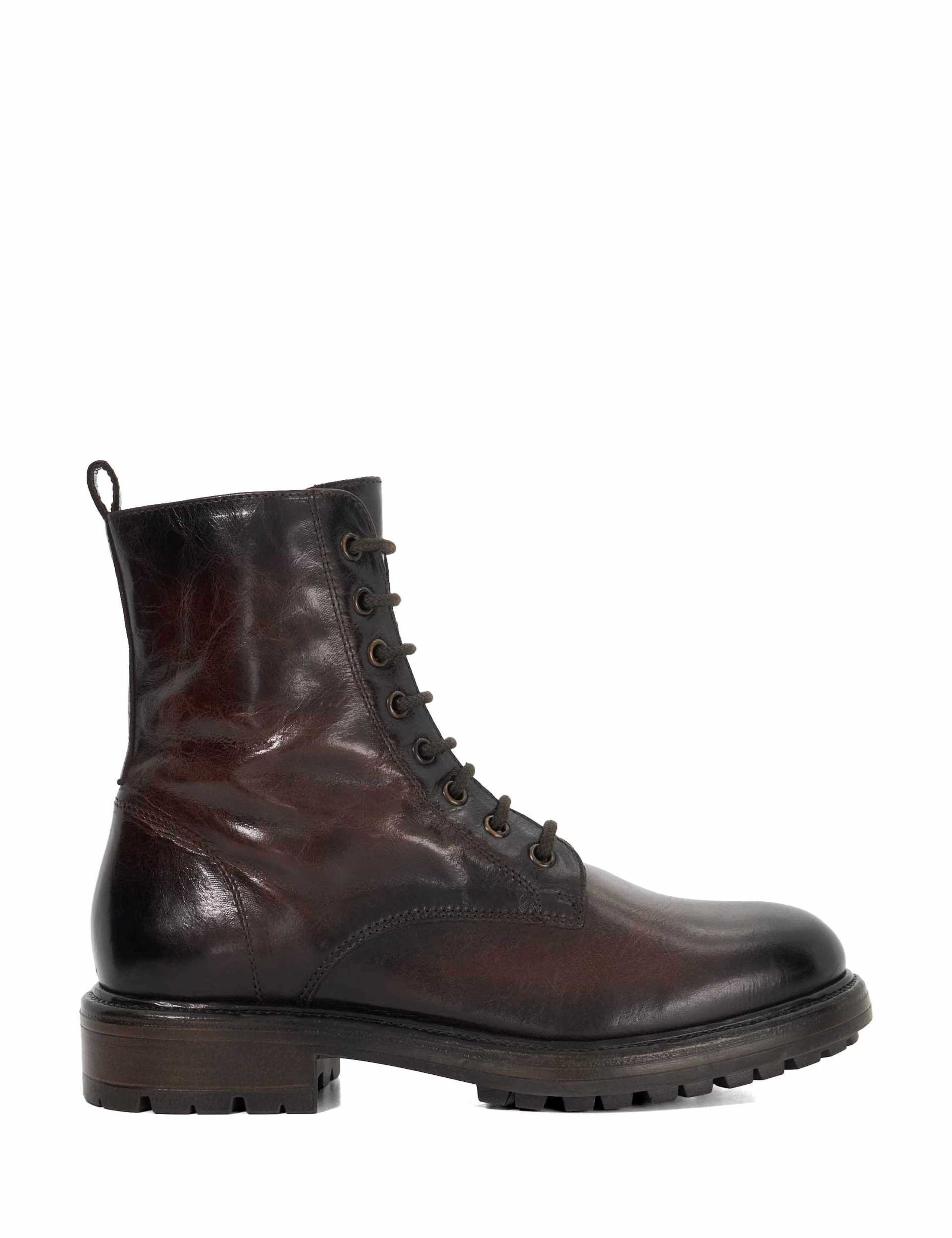 Leather Chunky Block Heel Ankle Boots