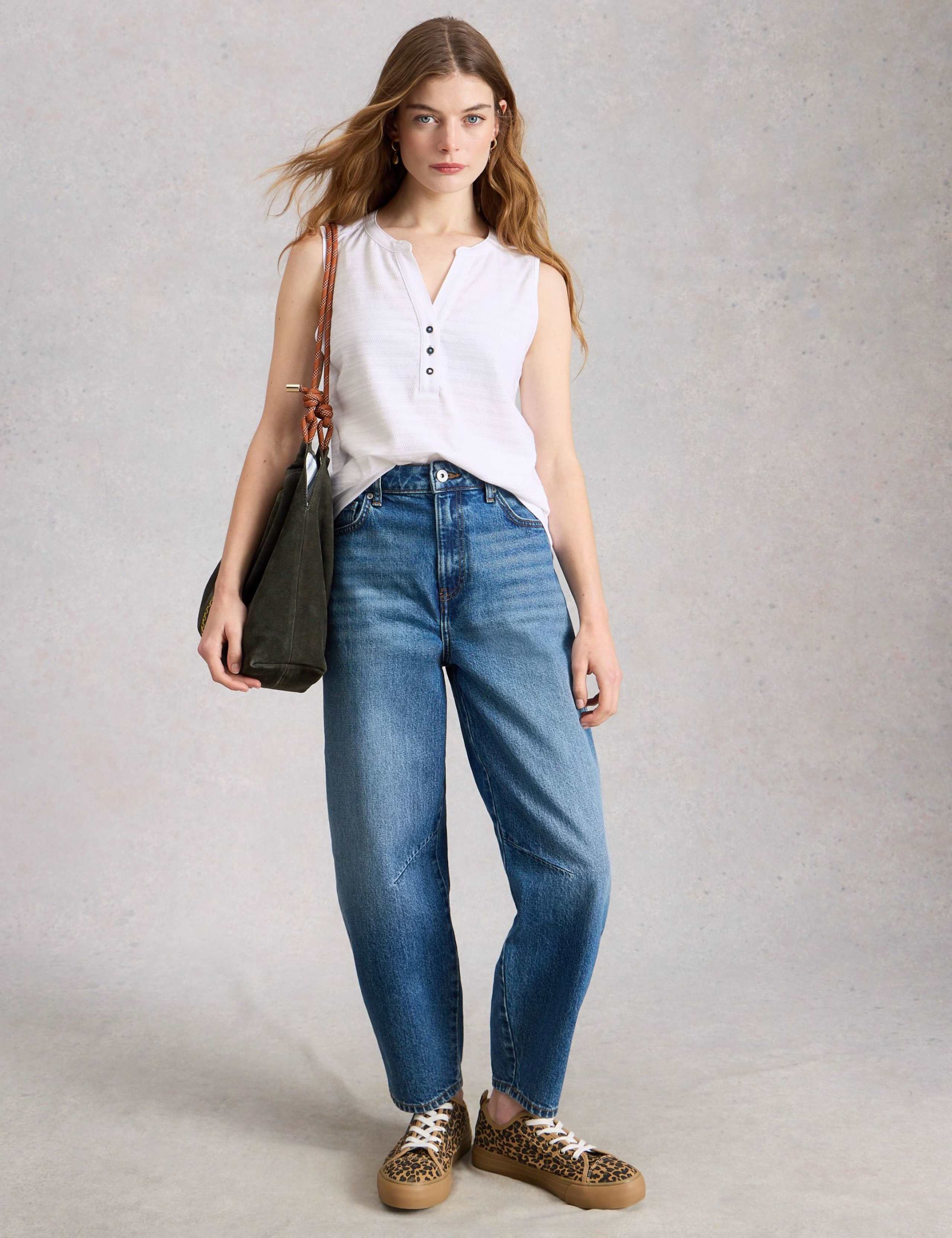 Pure Cotton Textured Notch Neck Vest