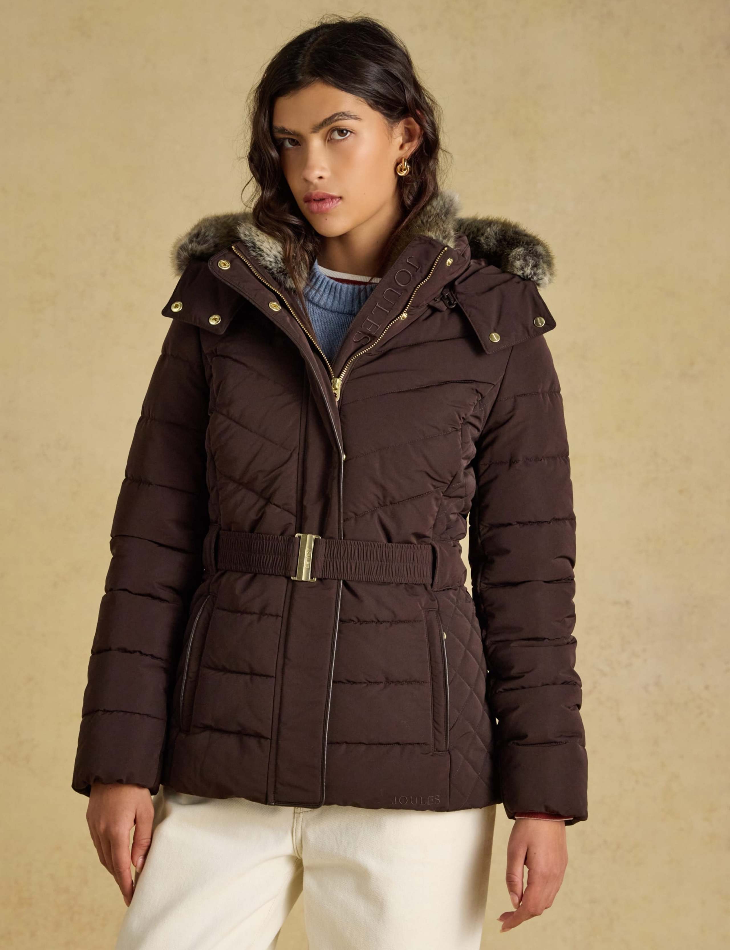 Showerproof Padded Faux Fur Trim Coat