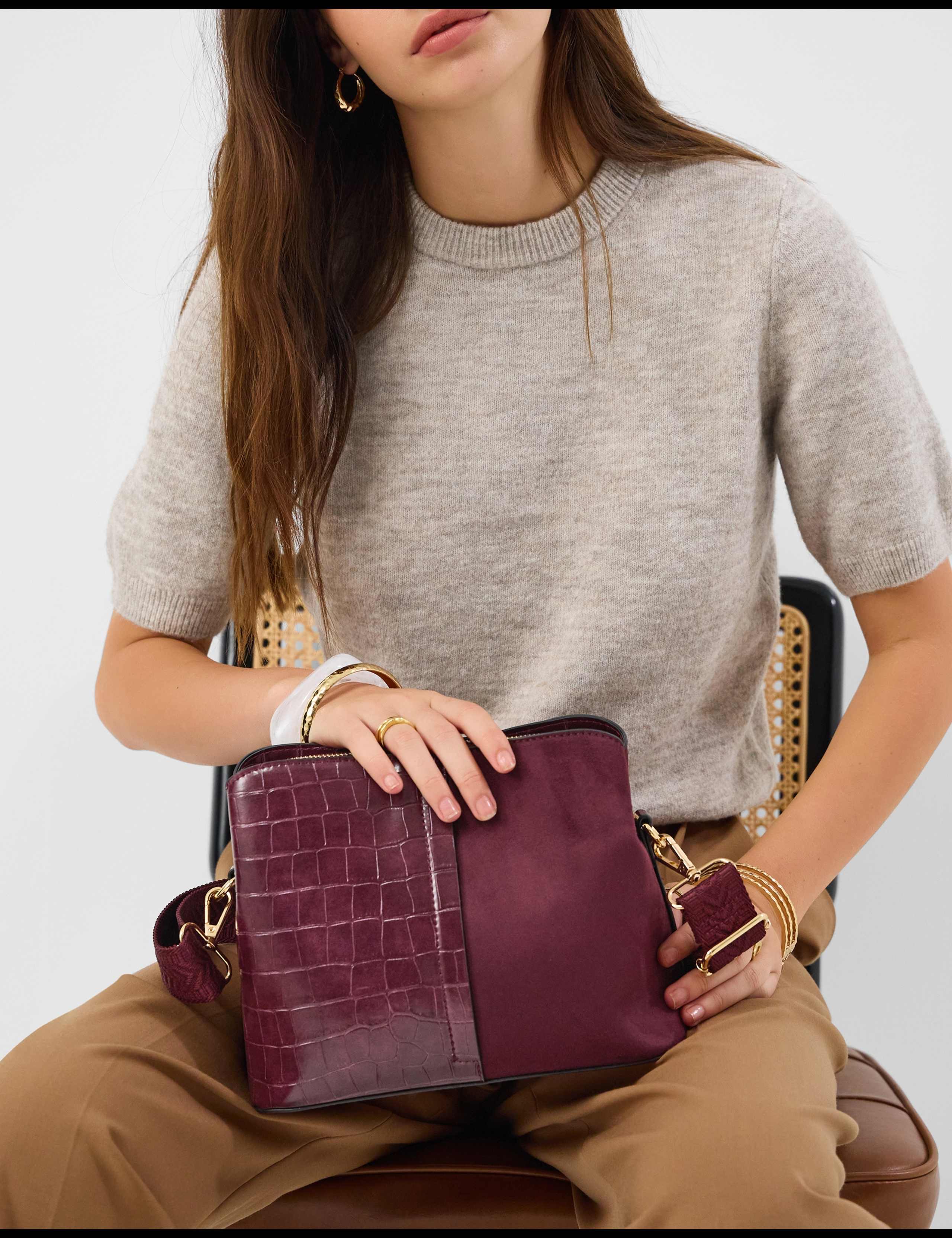 Croc Effect Cross Body Bag
