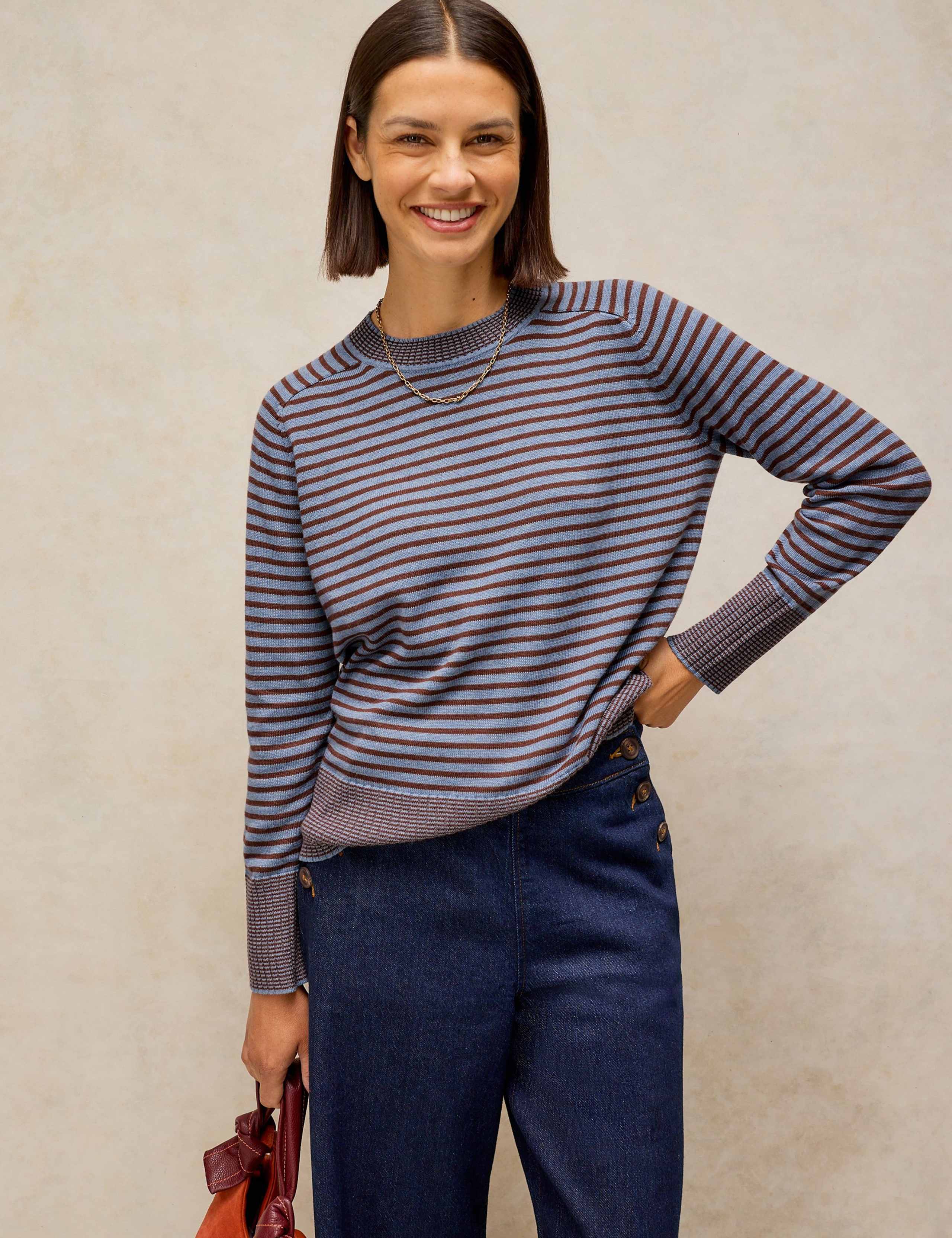 Cotton Rich Striped Crew Neck Jumper