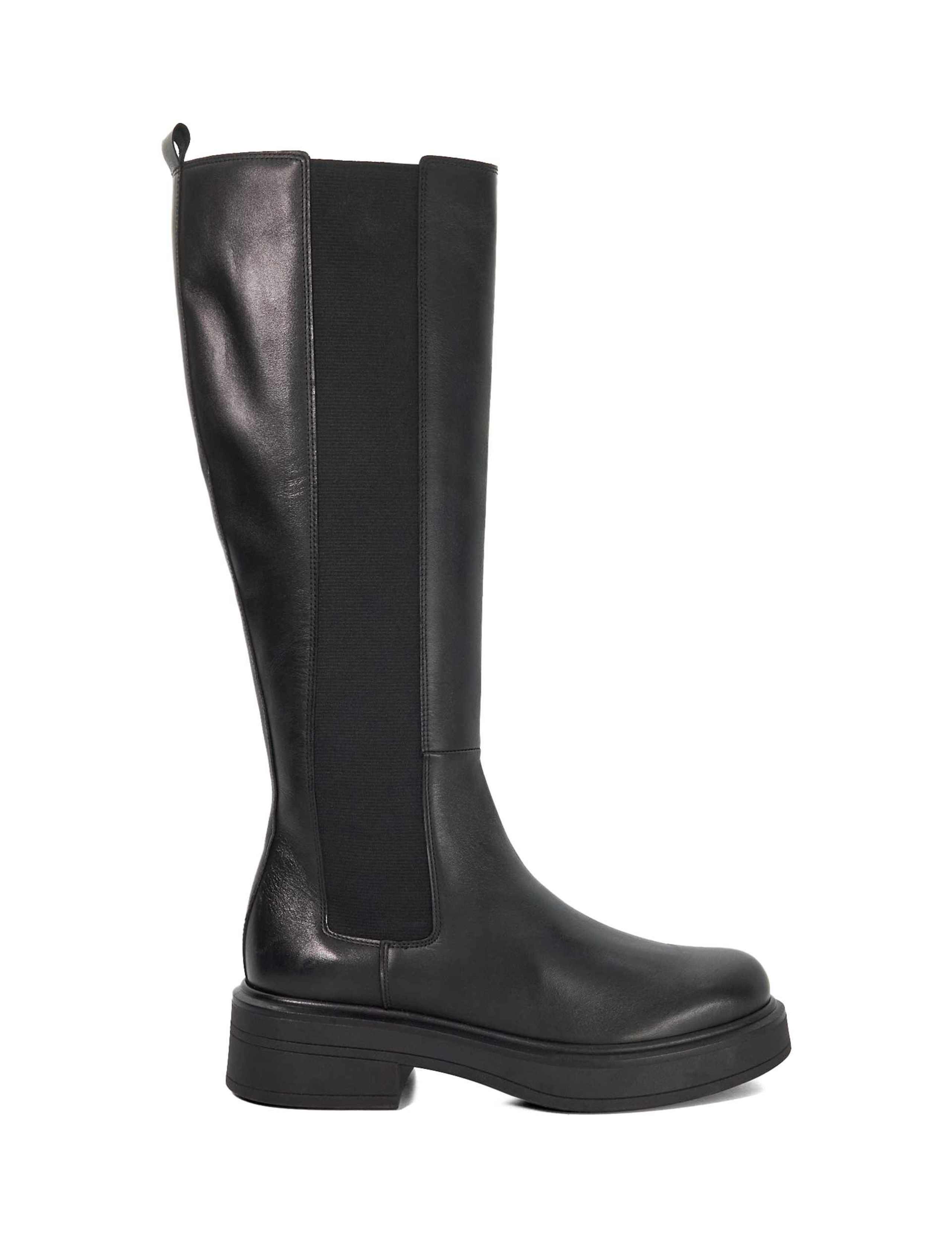 Leather Chelsea Chunky Knee High Boots