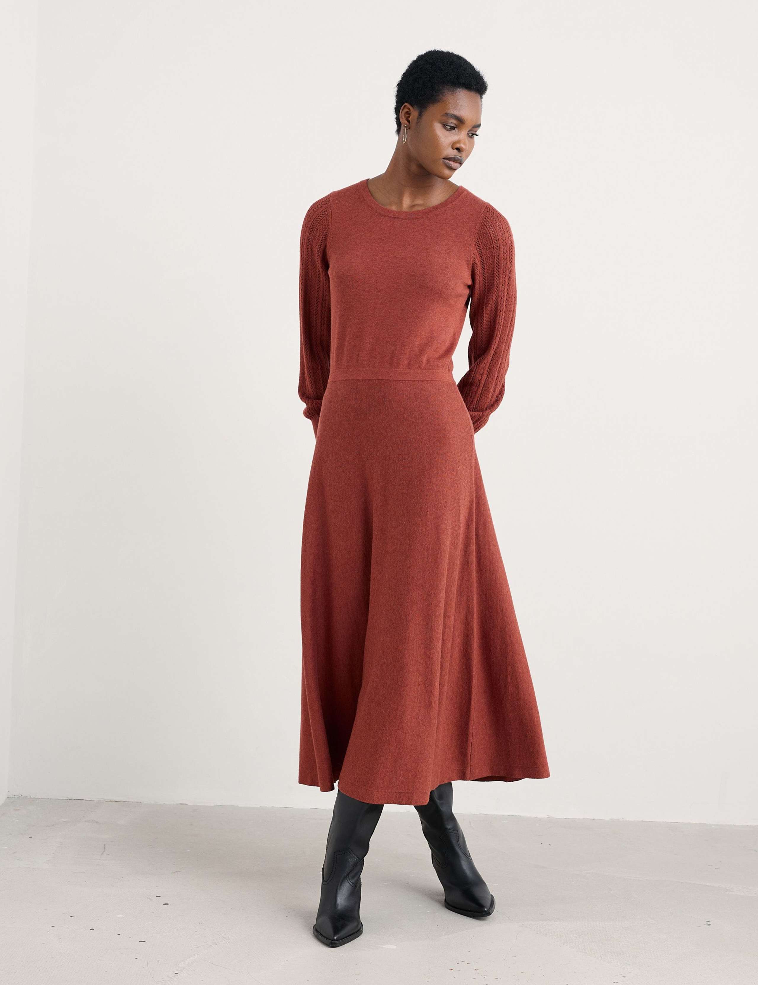 Pure Cotton Midi Jumper Dress
