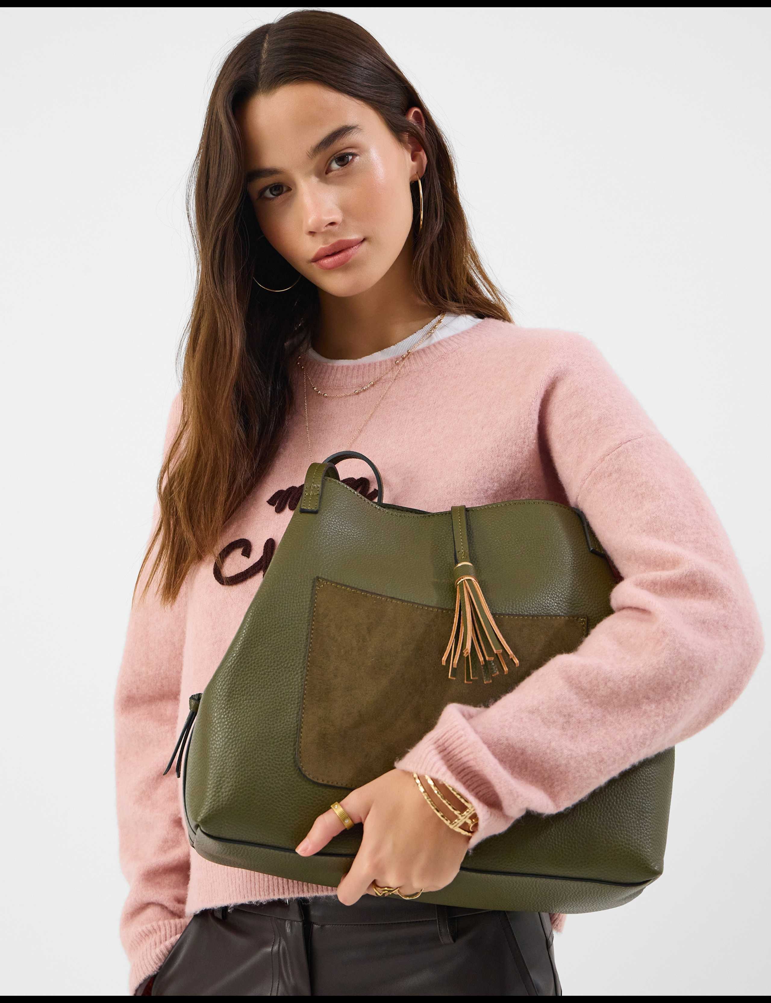 Faux Leather Slouchy Shoulder Bag