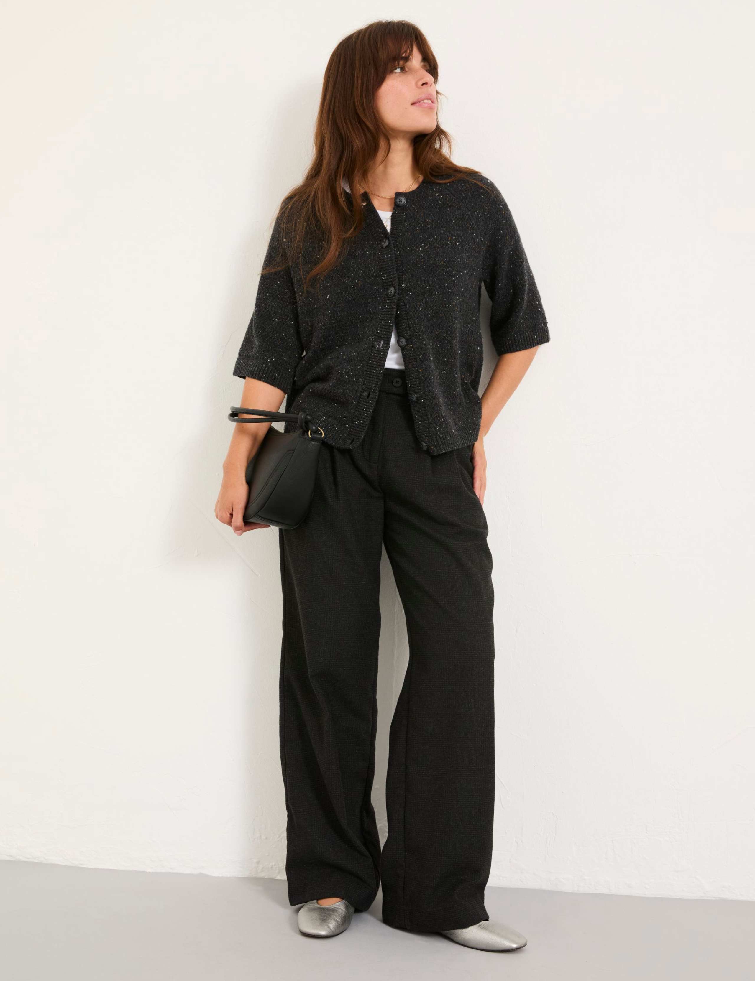 Checked Straight Leg Trousers