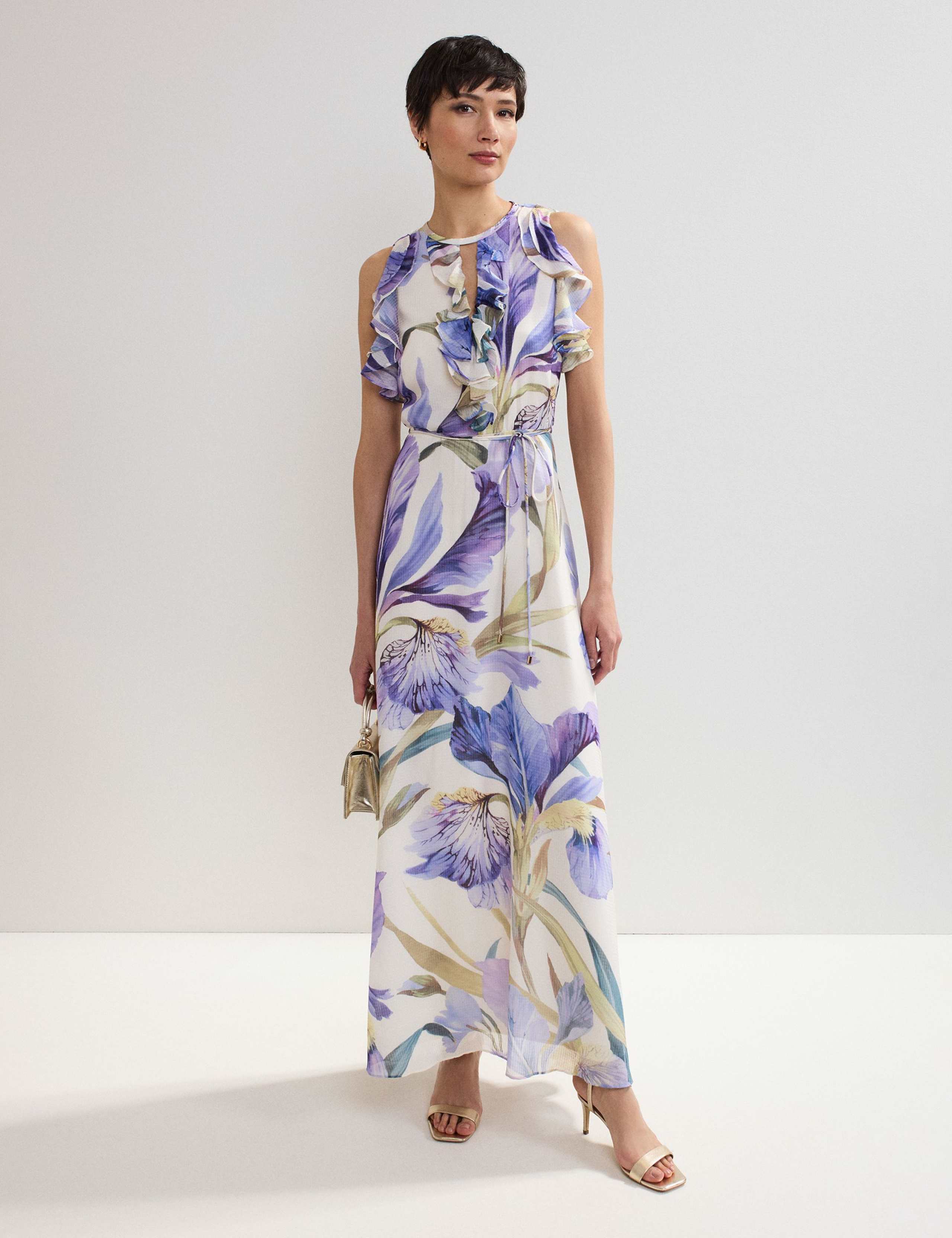 Floral Ruffle Maxi Skater Dress