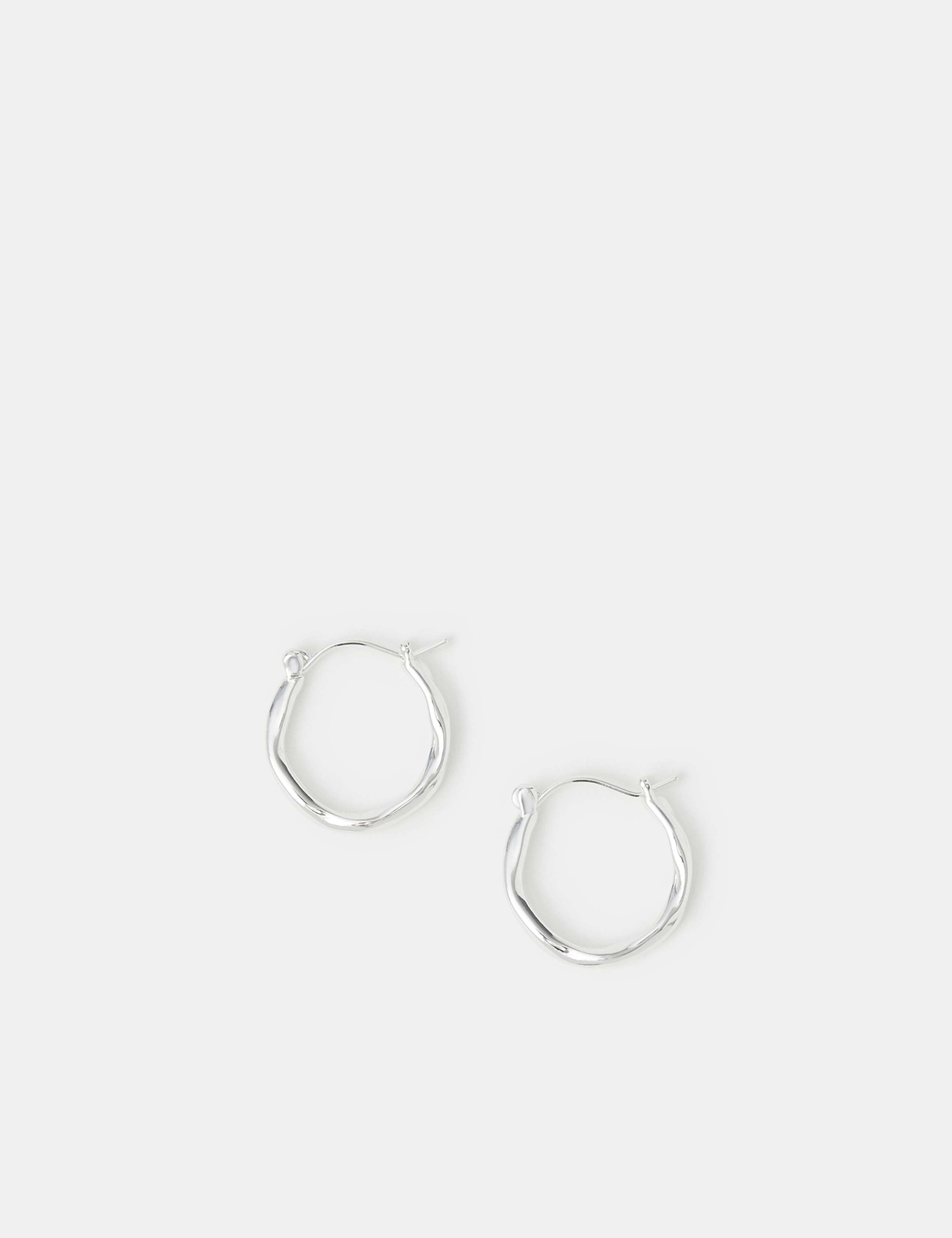Silver Plated Molten Hoop Earrings
