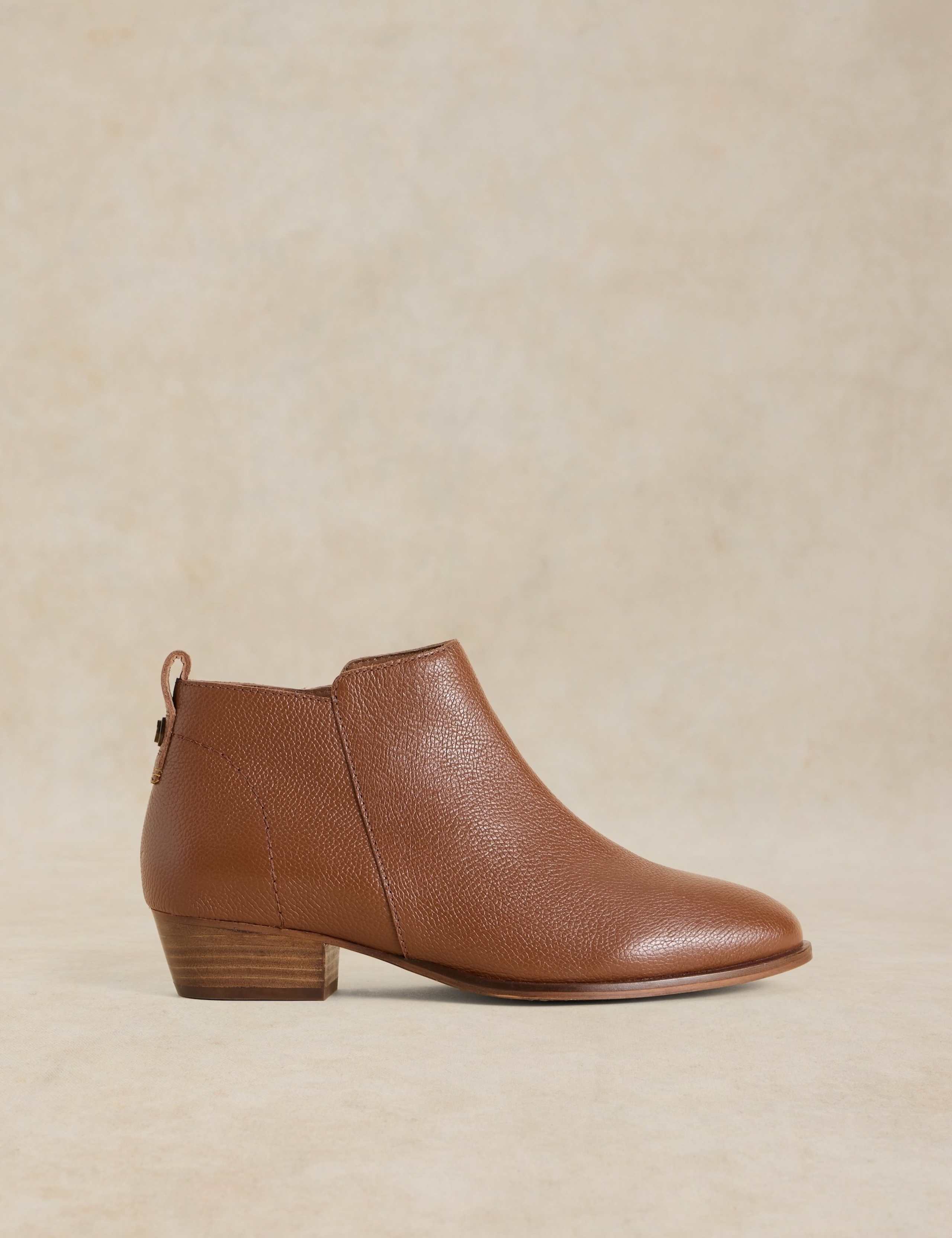 Wide Fit Leather Block Heel Ankle Boots