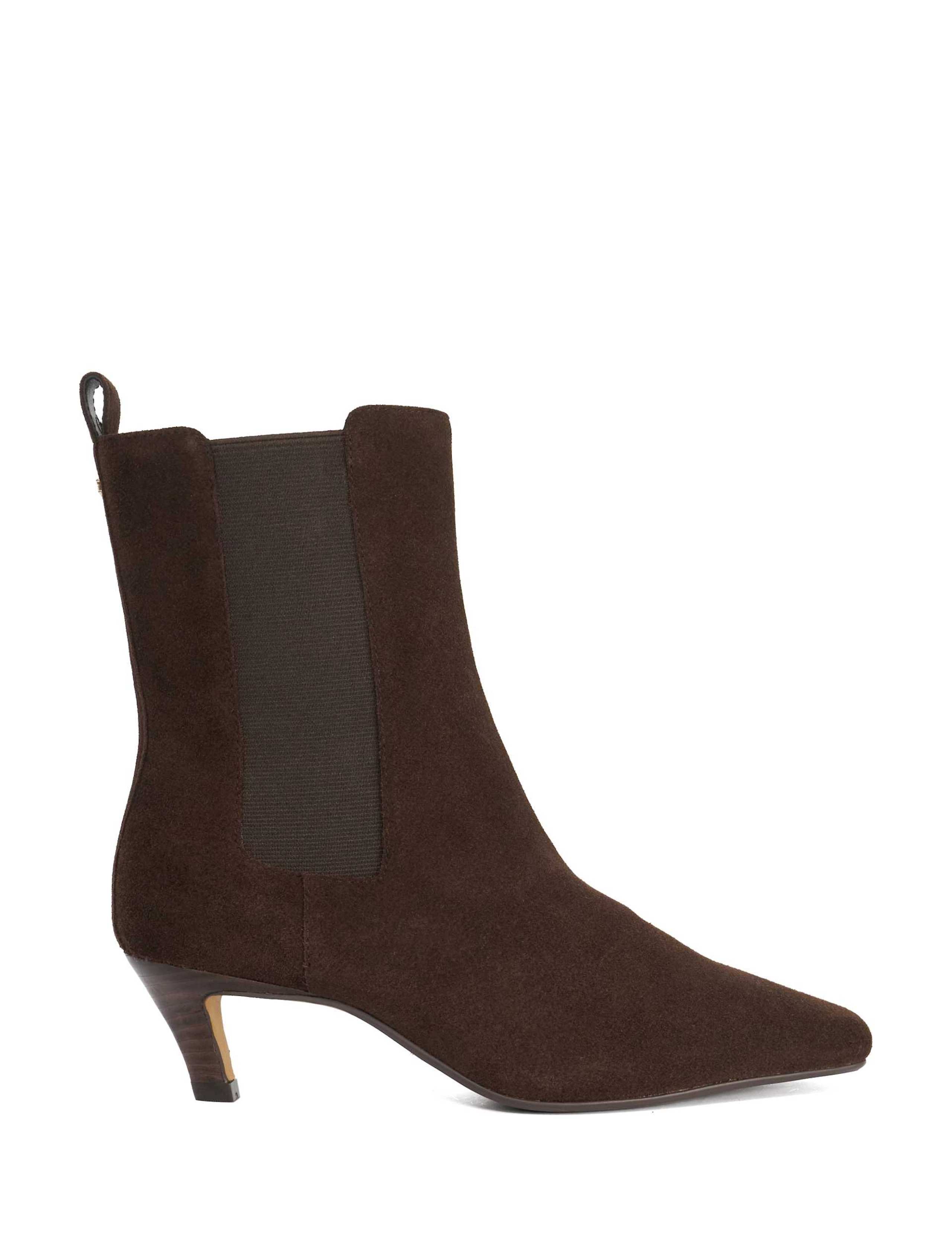 Suede Kitten Heel Pointed Wide Fit Ankle Boots
