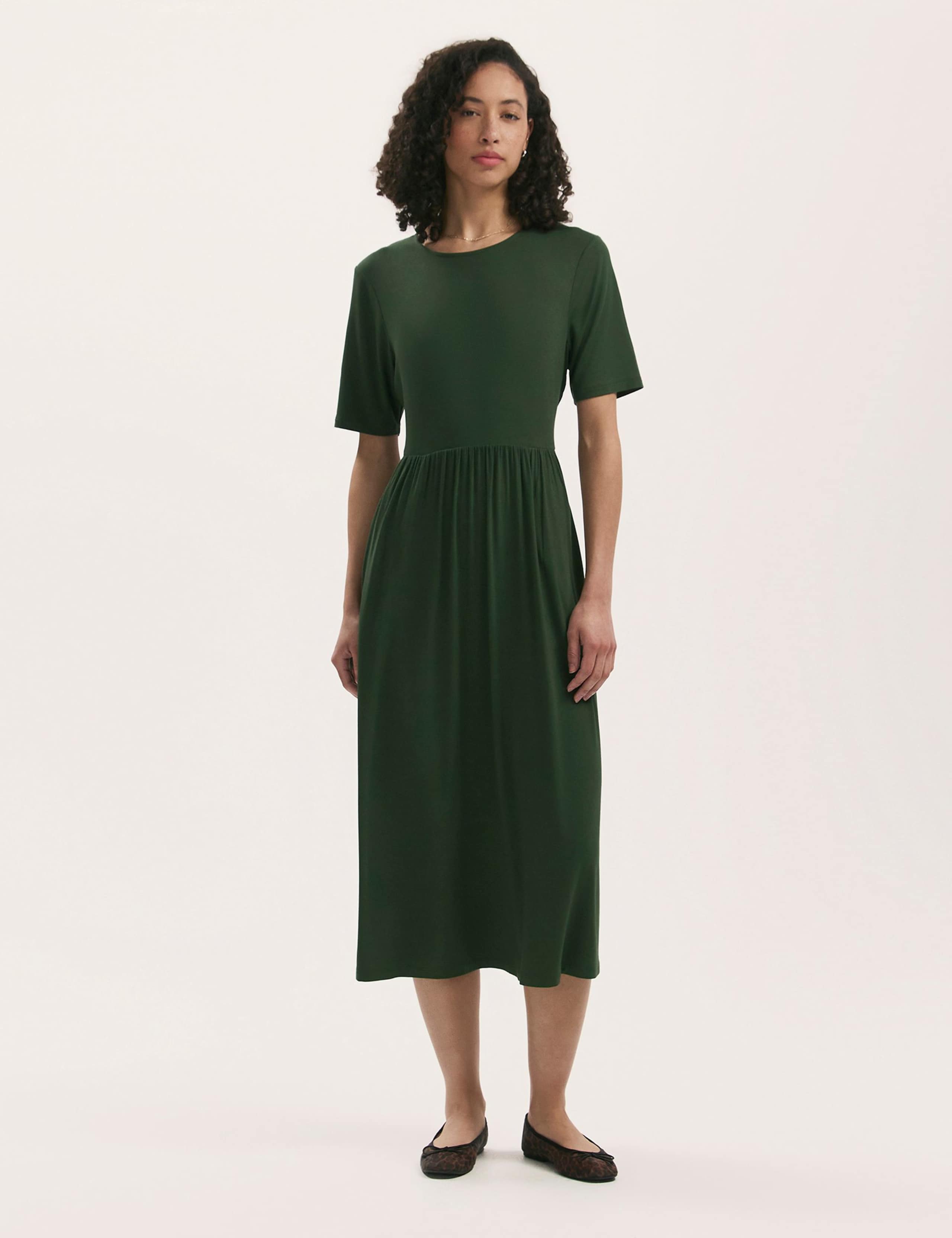 Jersey Round Neck Midi T-Shirt Skater Dress
