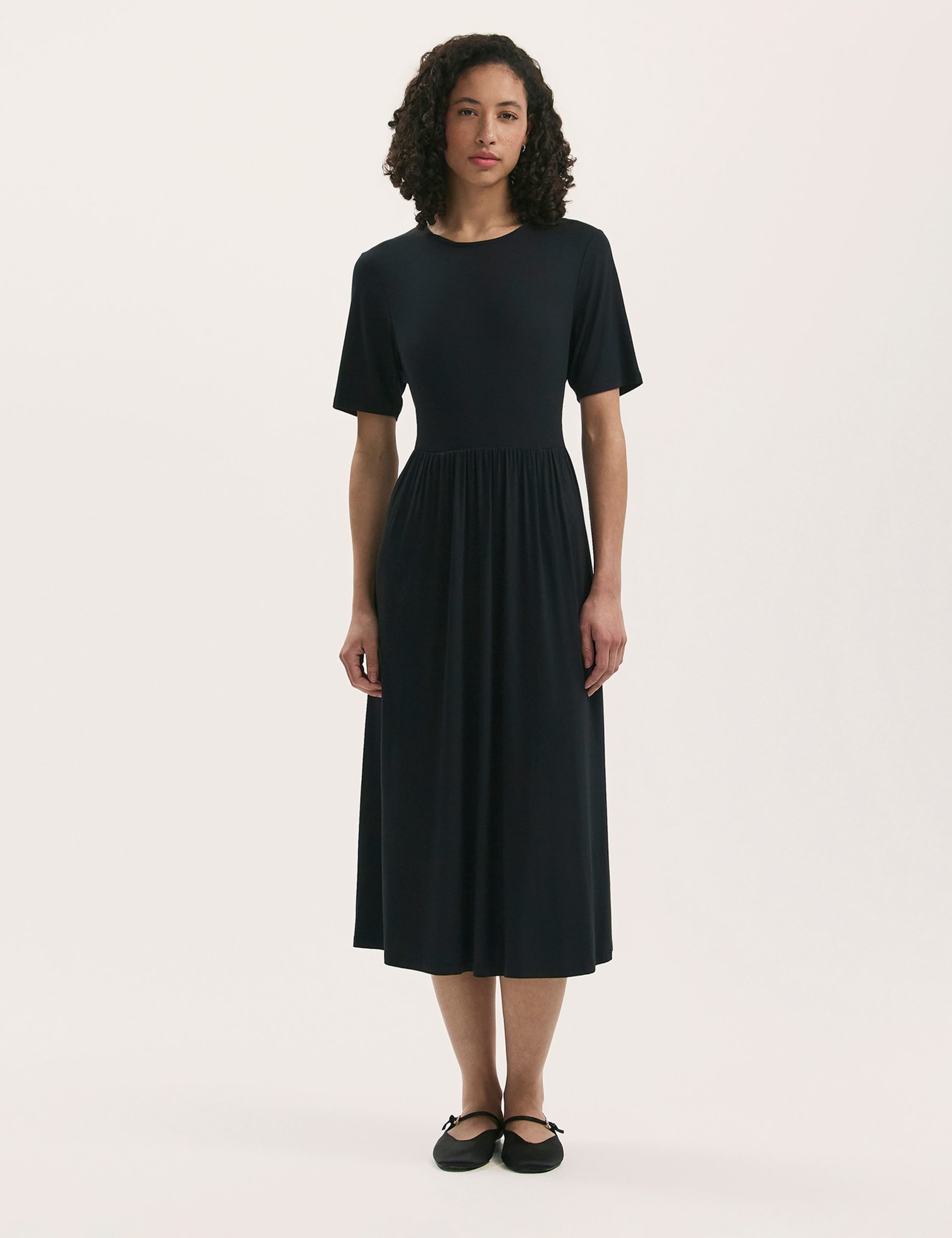 Jersey Round Neck Midi T-Shirt Skater Dress