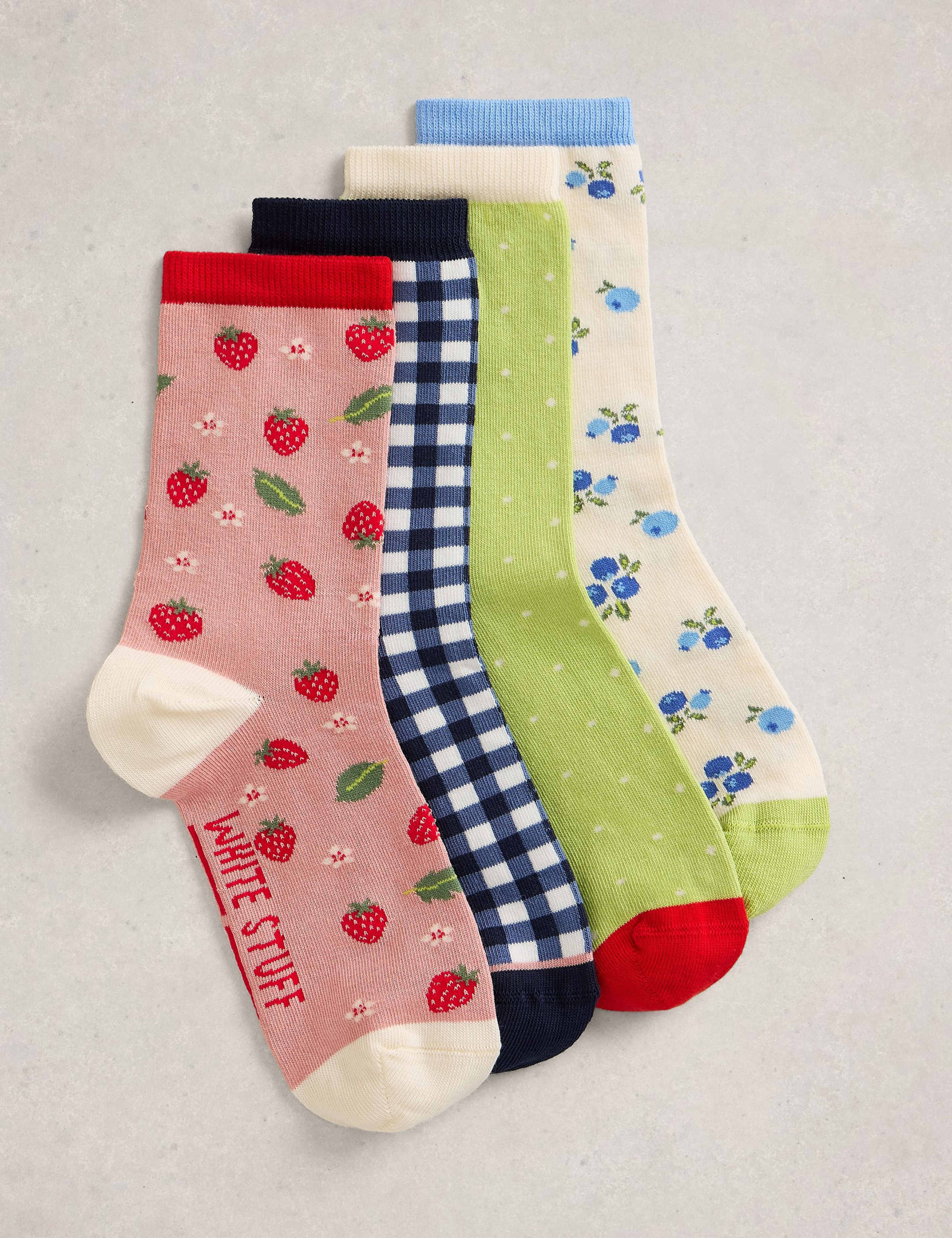 4 Pack Cotton Rich Fruit Ankle High Socks