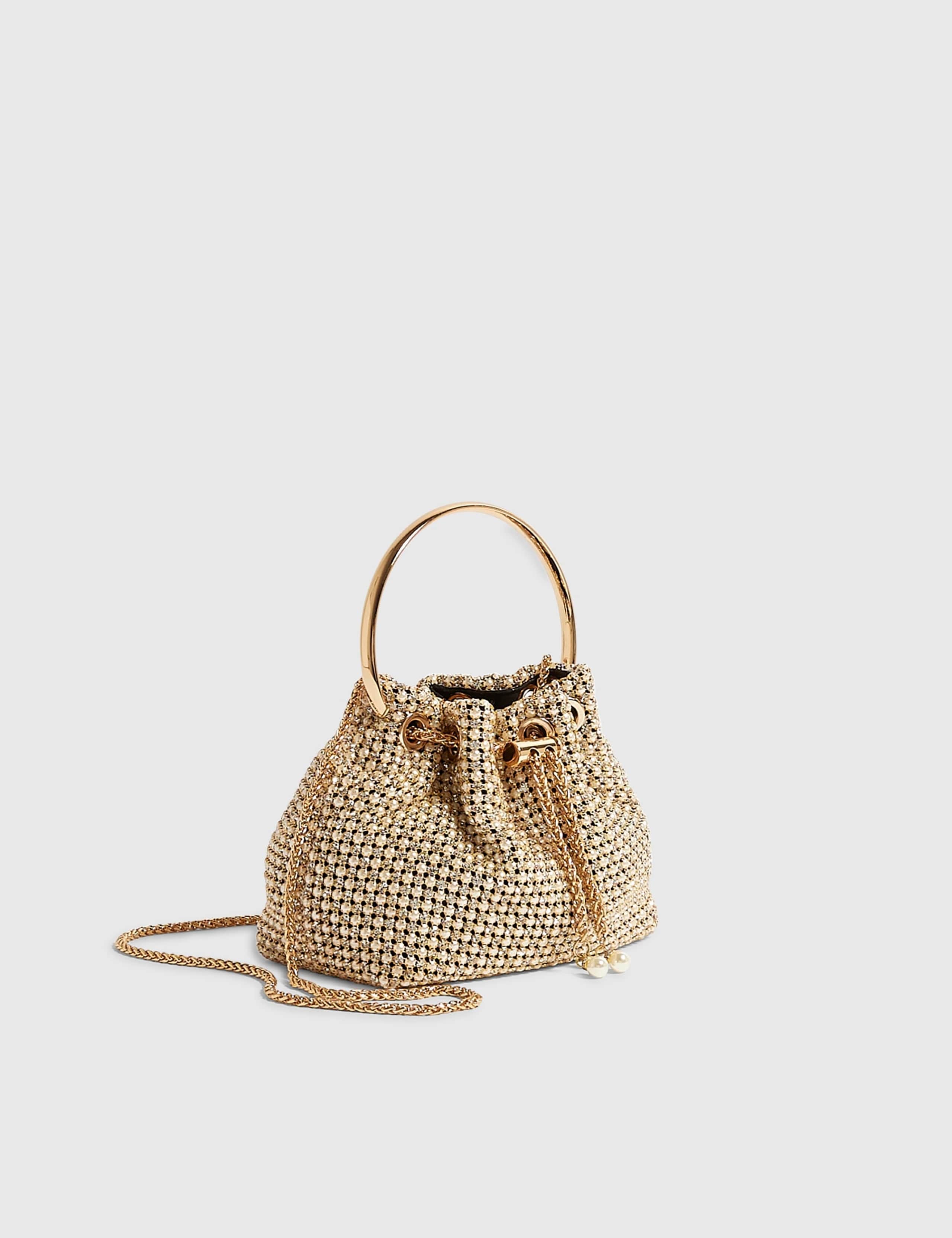 Pearl Mesh Droplet Clutch Bag